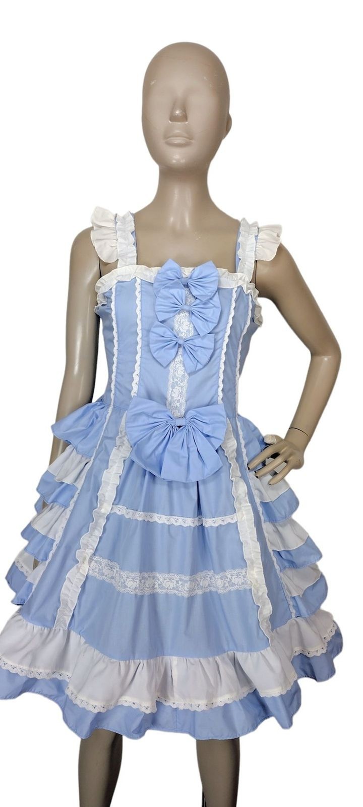 Vintage Lolita Bows Ruffles Lace Corset Princess Palace Kawaii Sweet JSK Dress