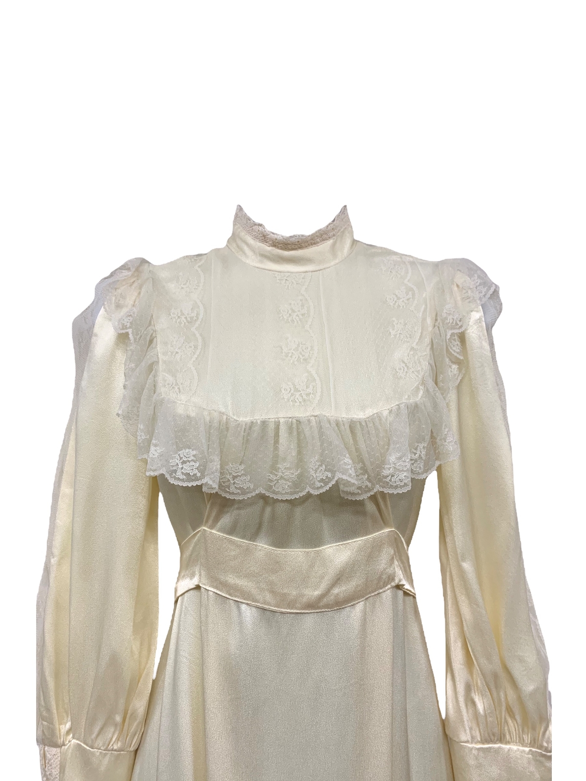 Vtg Vintage 1970s 70s Gunne Sax Gunnies Ivory Satin and Lace Wedding Dress