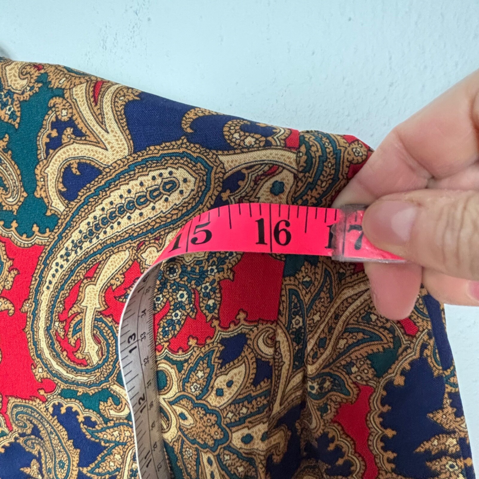Vintage Lisa Petites Peplum Dress SZ 16 Red Paisley 3/4 Sleeve 80s Secretary