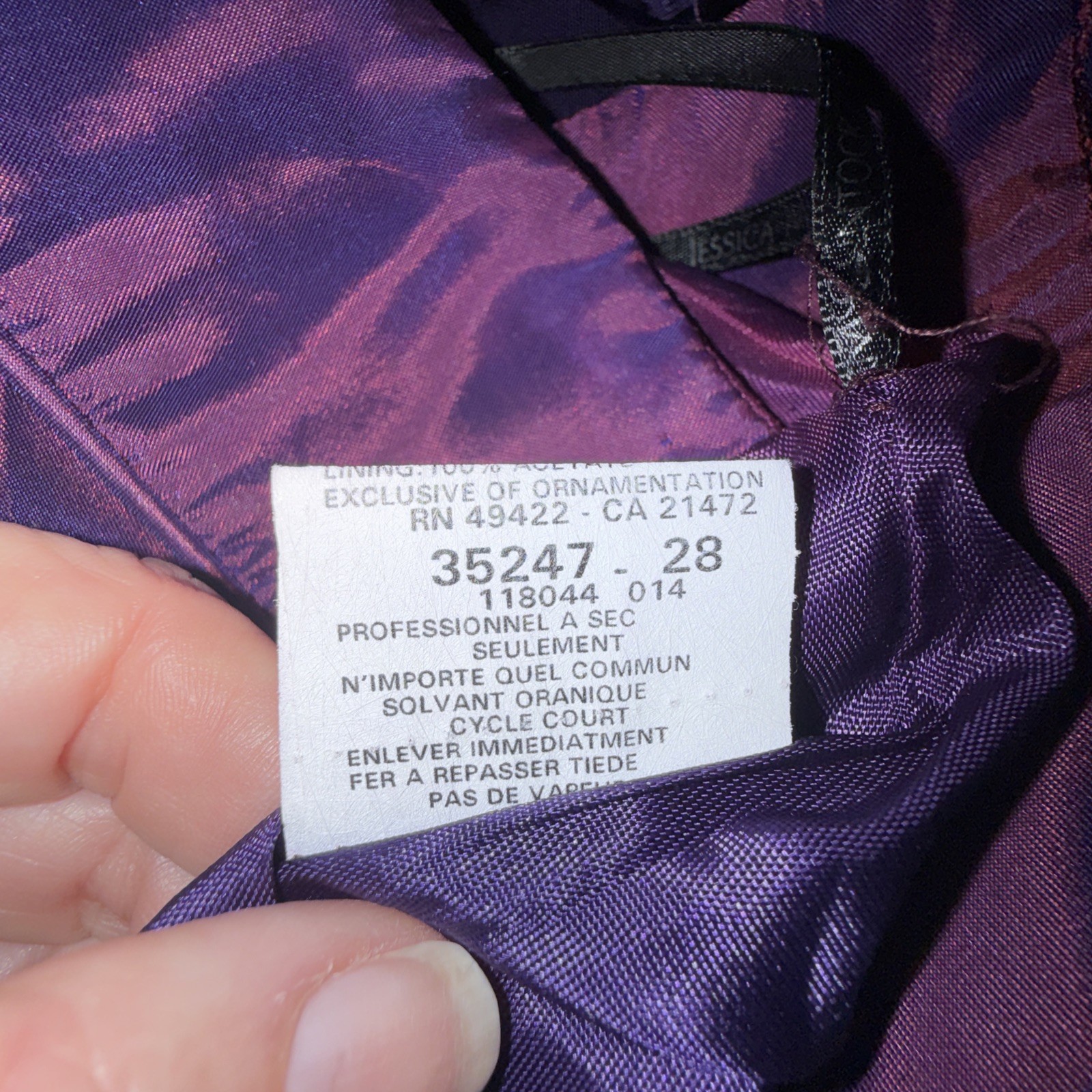 VTG Jessica McClintock Gunne Sax Iridescent Purple Satin Strapless Prom Dress 13