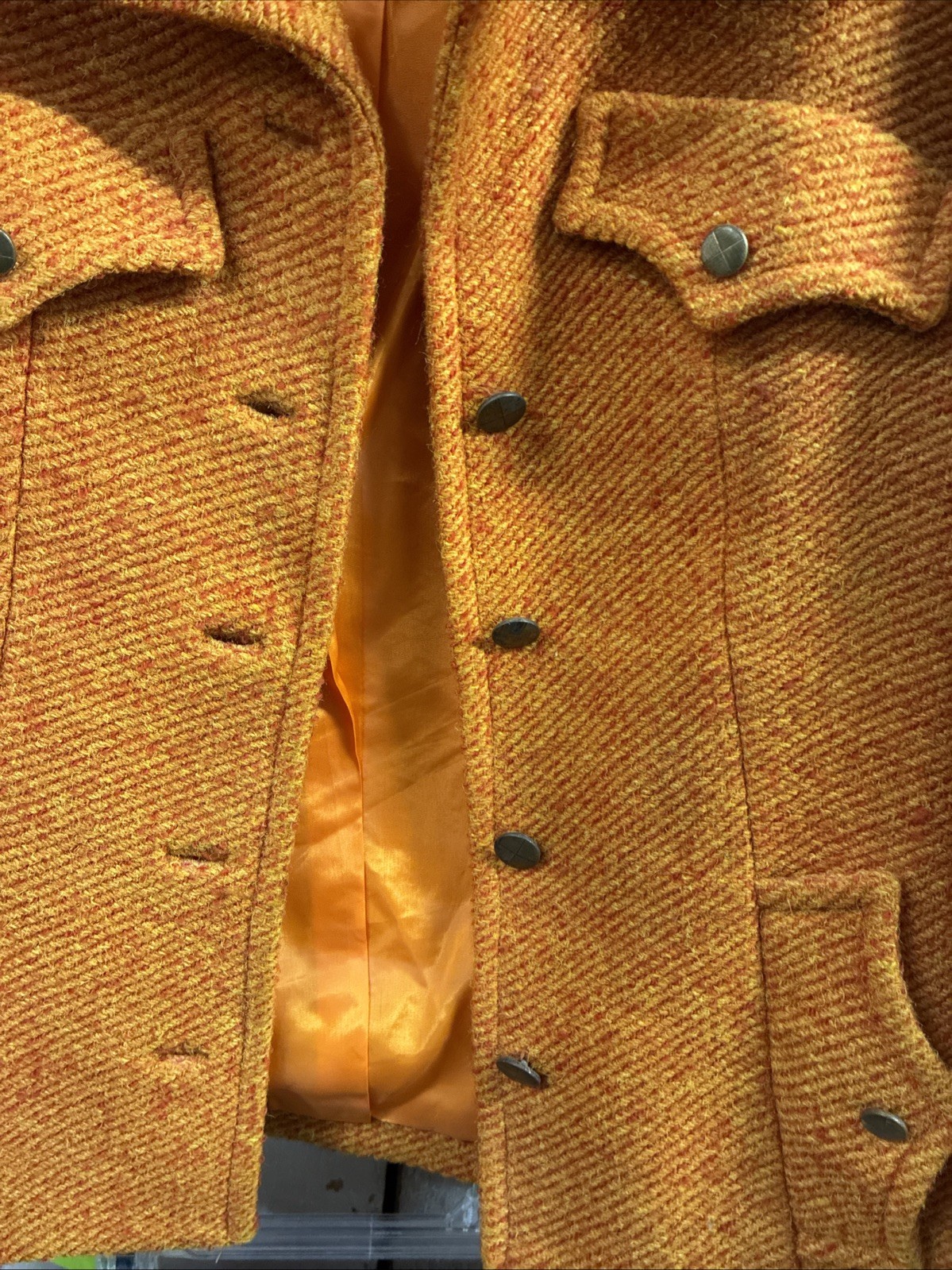 VTG 1960s Peck & Peck Fifth Avenue Orange Wool Jacket Skirt Suit – Union label