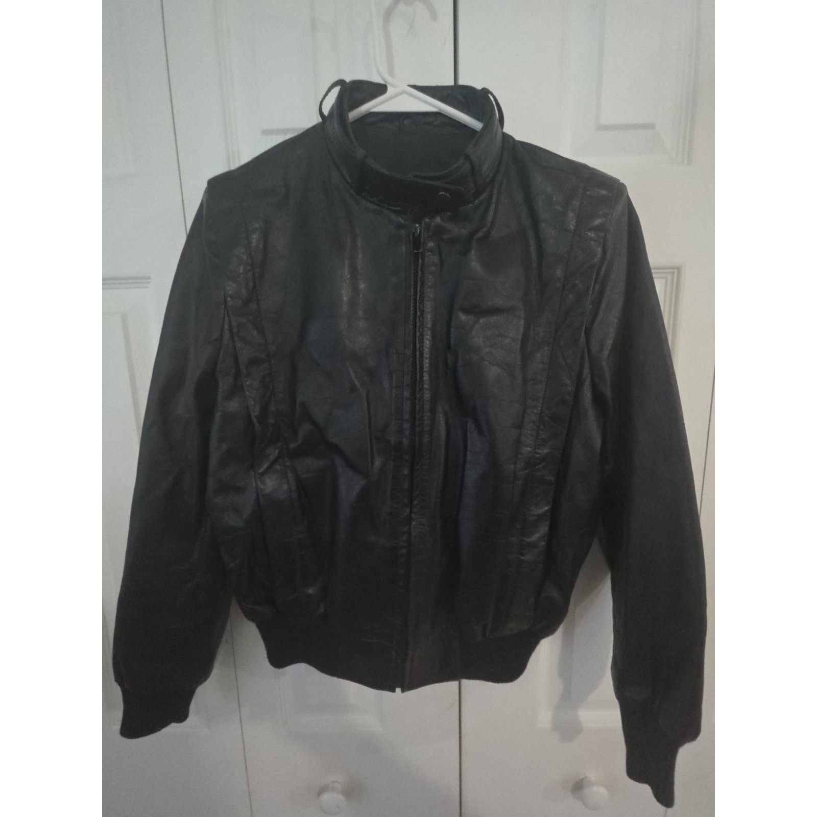 Vintage Fingerhut Black faux leather jacket size 15/16 Rare Retro Womens Fashion