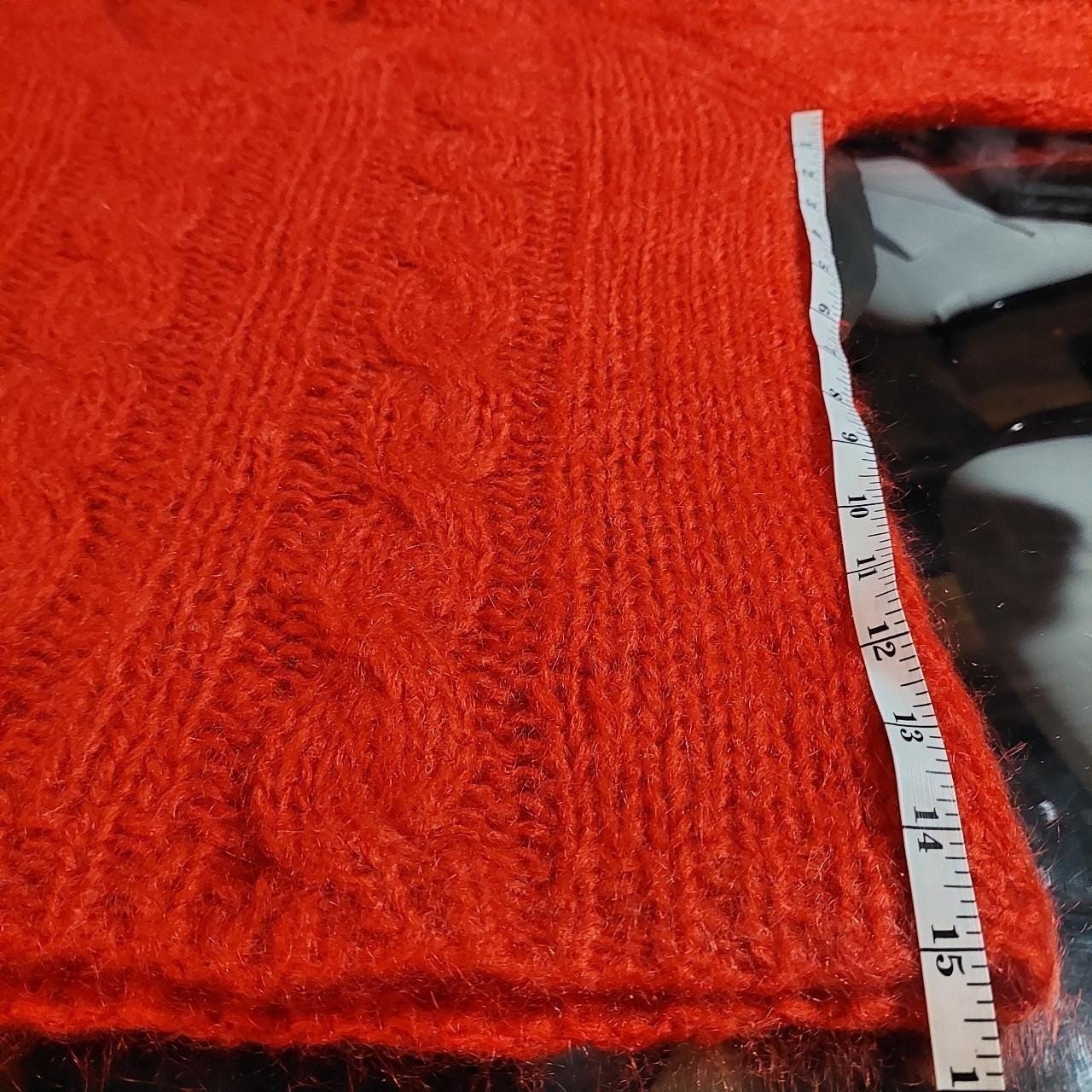 Vintage red 72%wool 20 mohair made in Italy cable knit sweater.