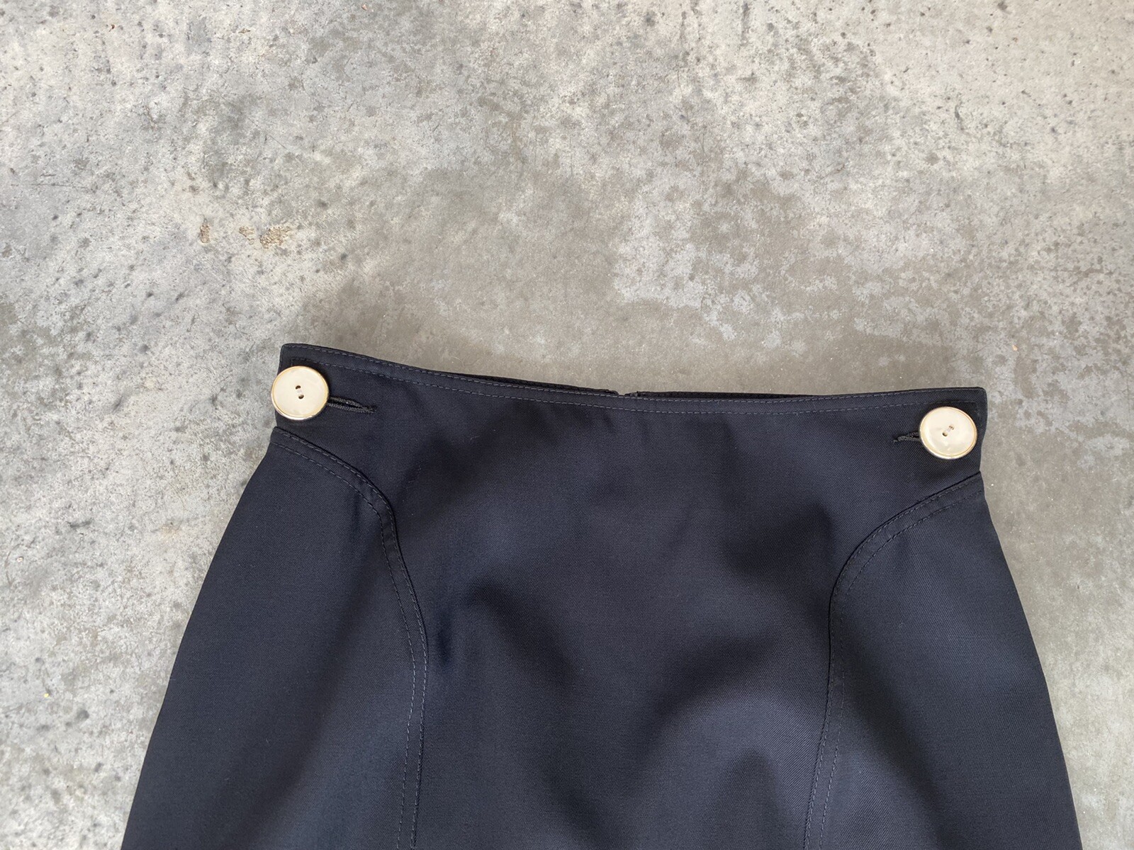 Vintage Valentino Skirt Black Wool Wiggle Moonstone Buttons Pencil 44 / US 10
