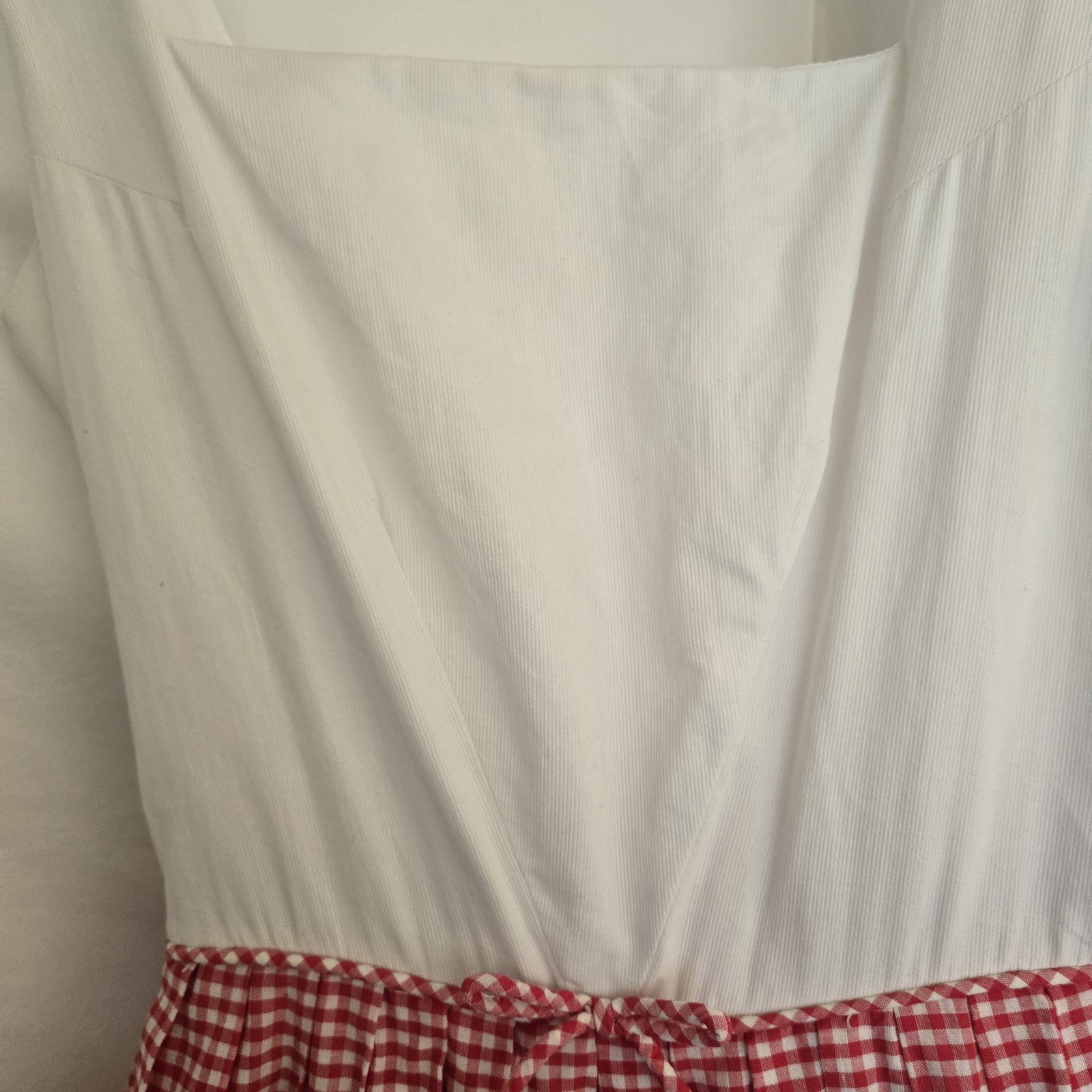 Vtg Summer Fit Flare Red Gingham Junior House Dress Sz 32 Bust Cotton Knee Lngth