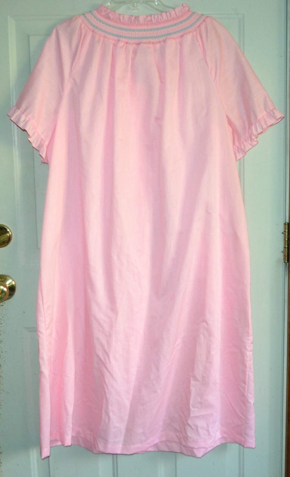 VINTAGE HOUSECOAT DAN ELLEN ROBE SZ 44 XL 1X SNAP FRONT PINK 1980’s NWOT