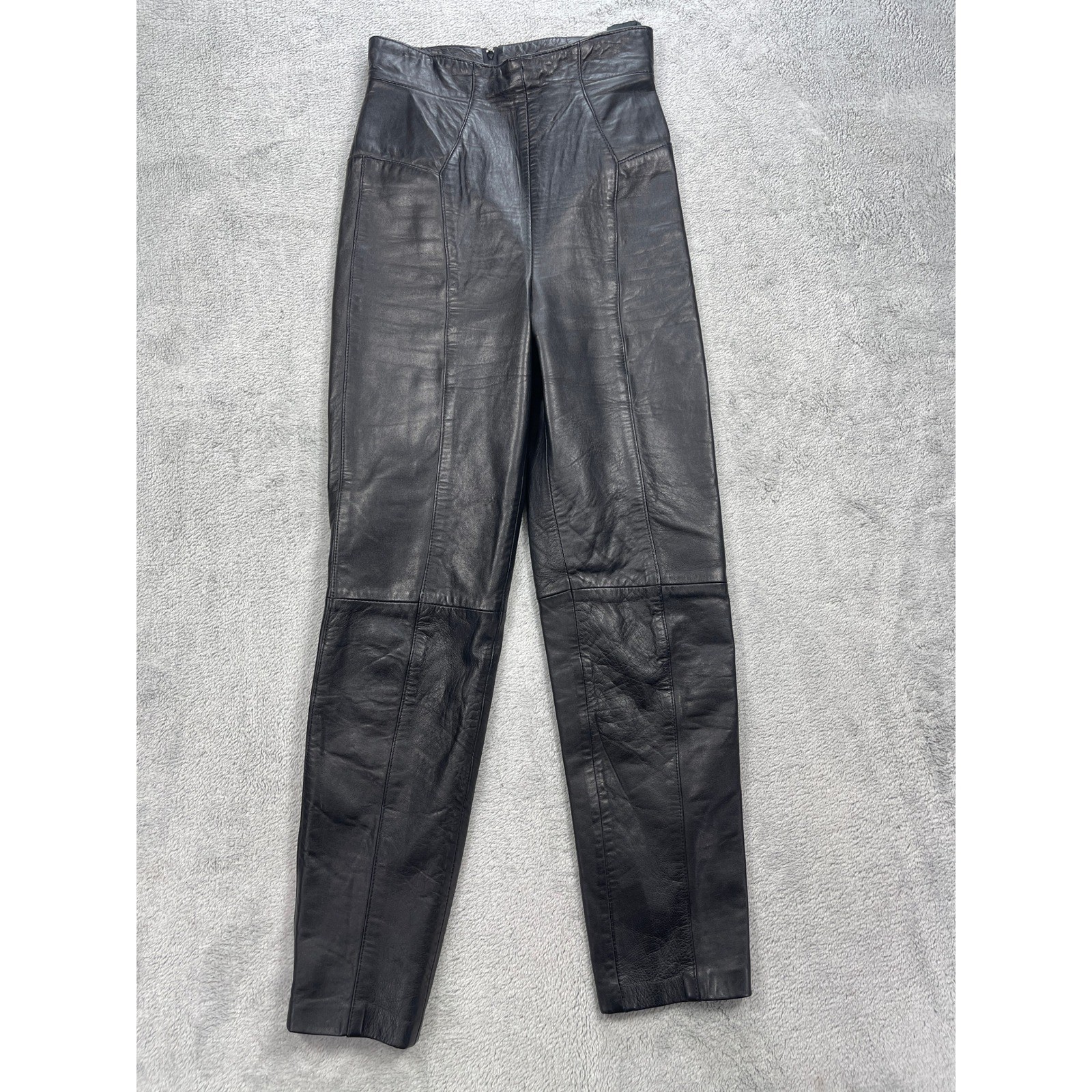 Michael Hoban North Beach Vintage Leather Pants Women Sz 3/4 Black High Waisted