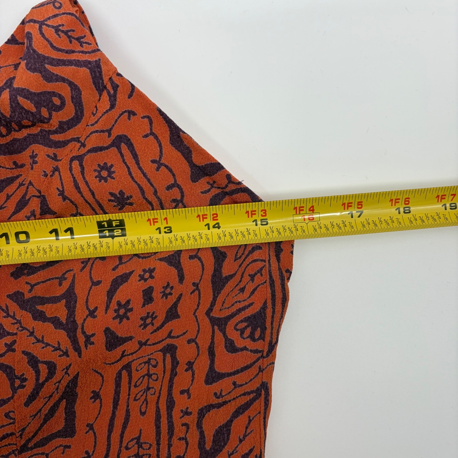 Vintage 90s Karin Stevens Rust Orange Whimsigoth Boho Tribal Geometric Dress