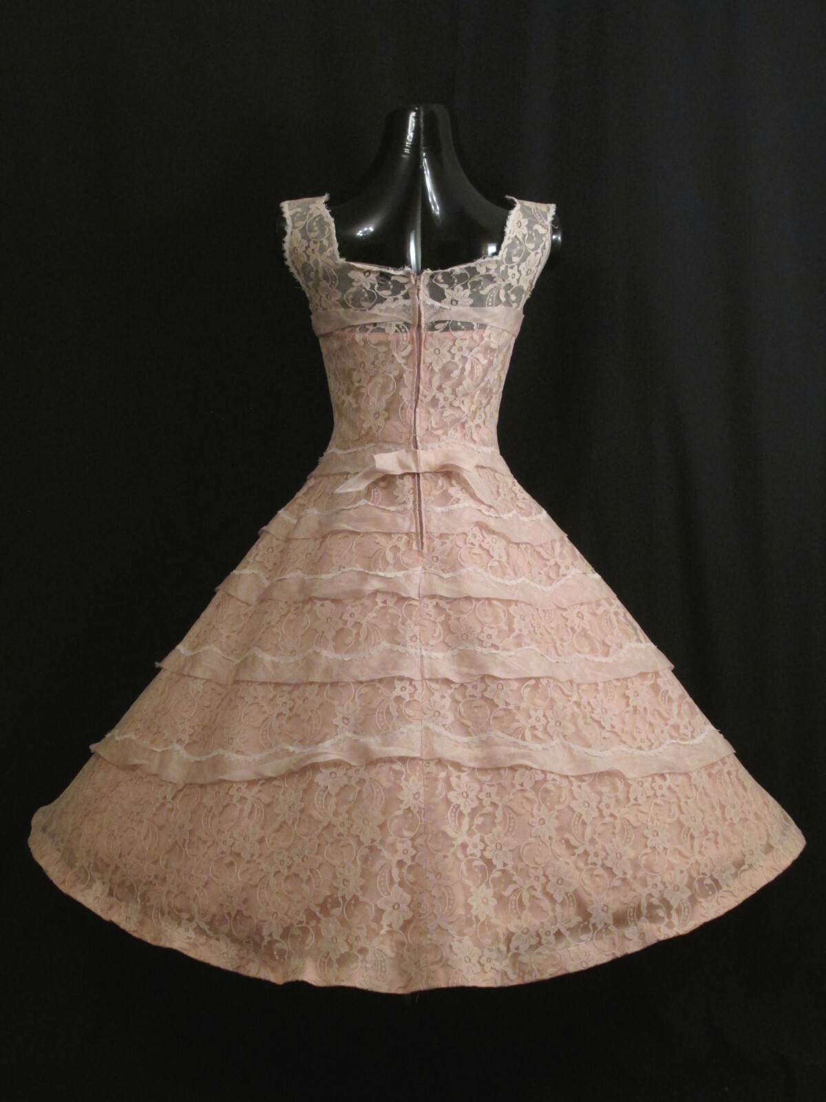 Vintage 1950’s 50s Henry Condor PINK Silk Lace Organza Party Prom Wedding Dress
