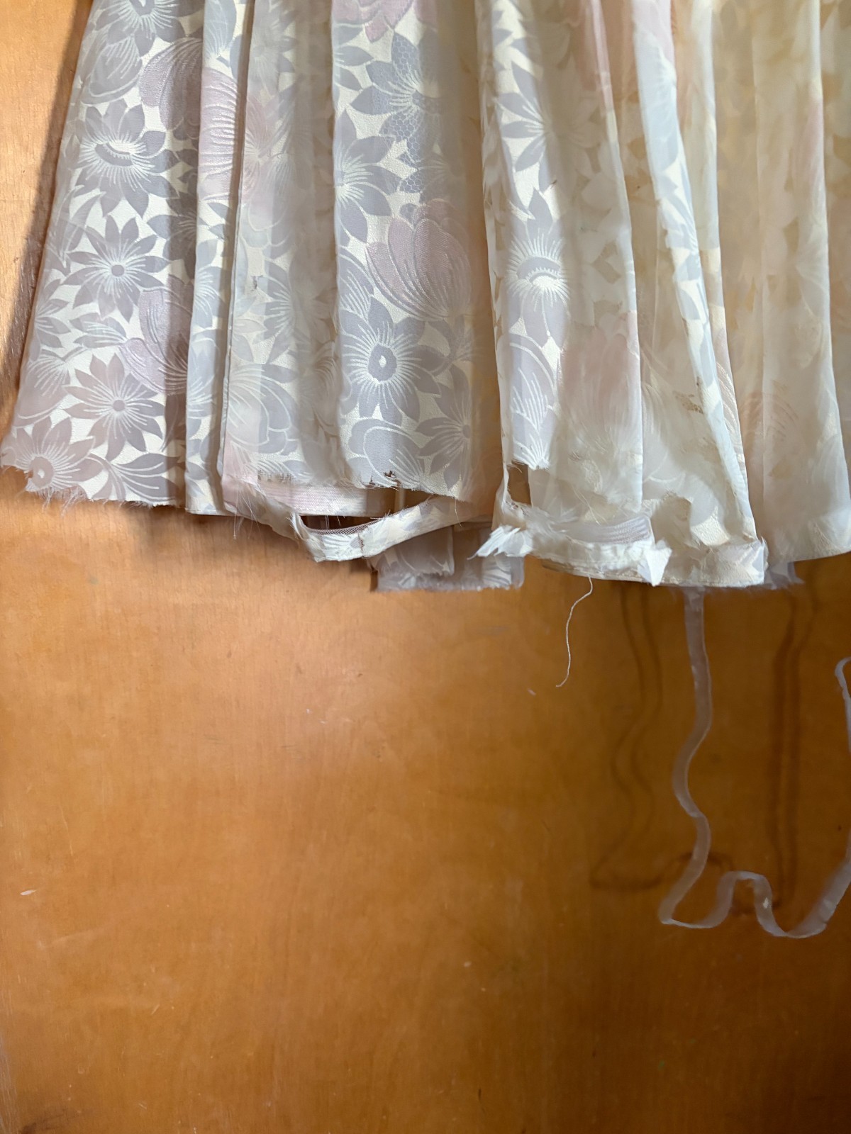 Vintage 1950s Organza Floral Party Dress S, Pink Satin Cummerbund Sash Fit & Fla