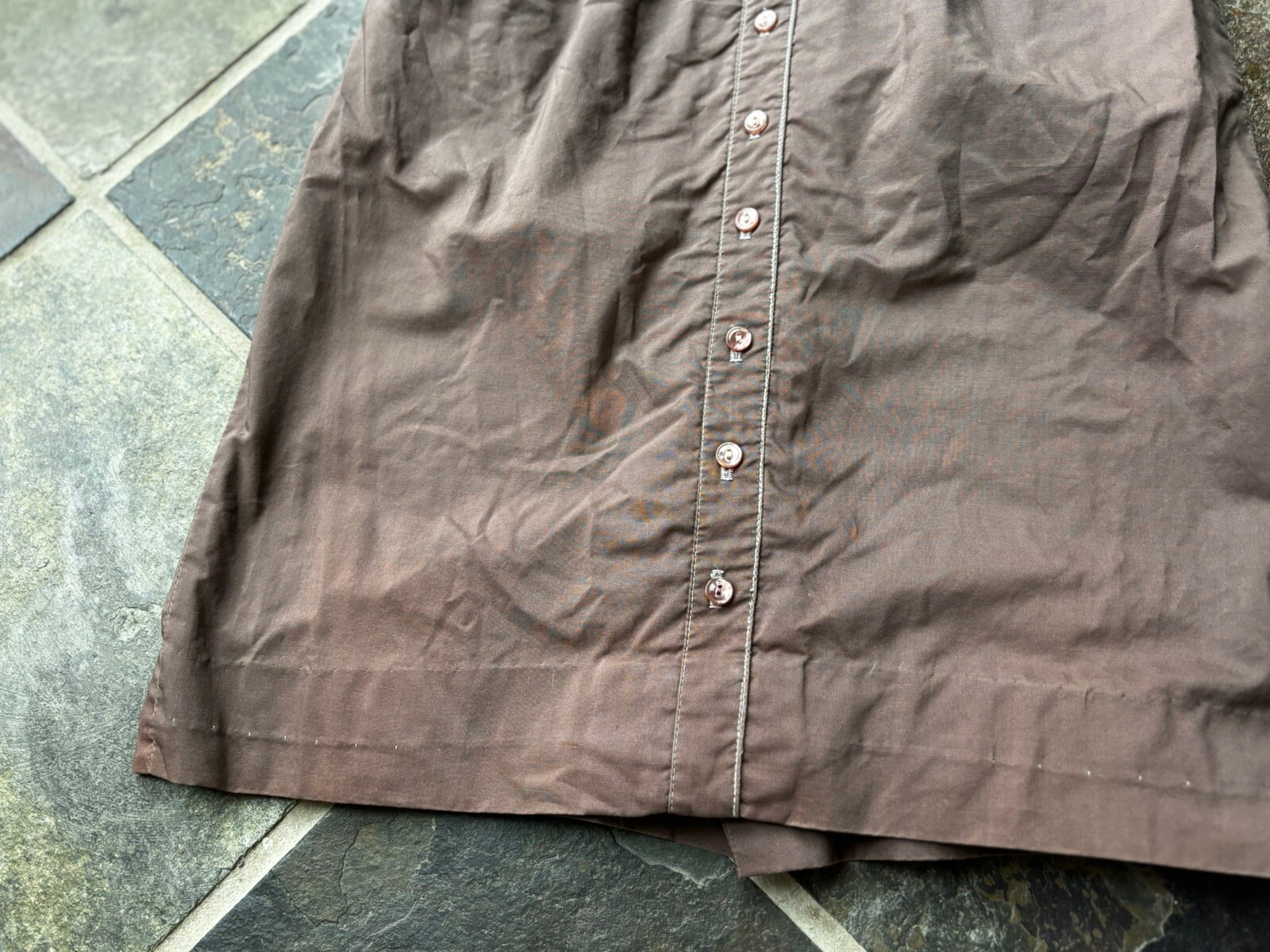 1950s Helen Whiting Sheath Dress.small/brown.front Buttons