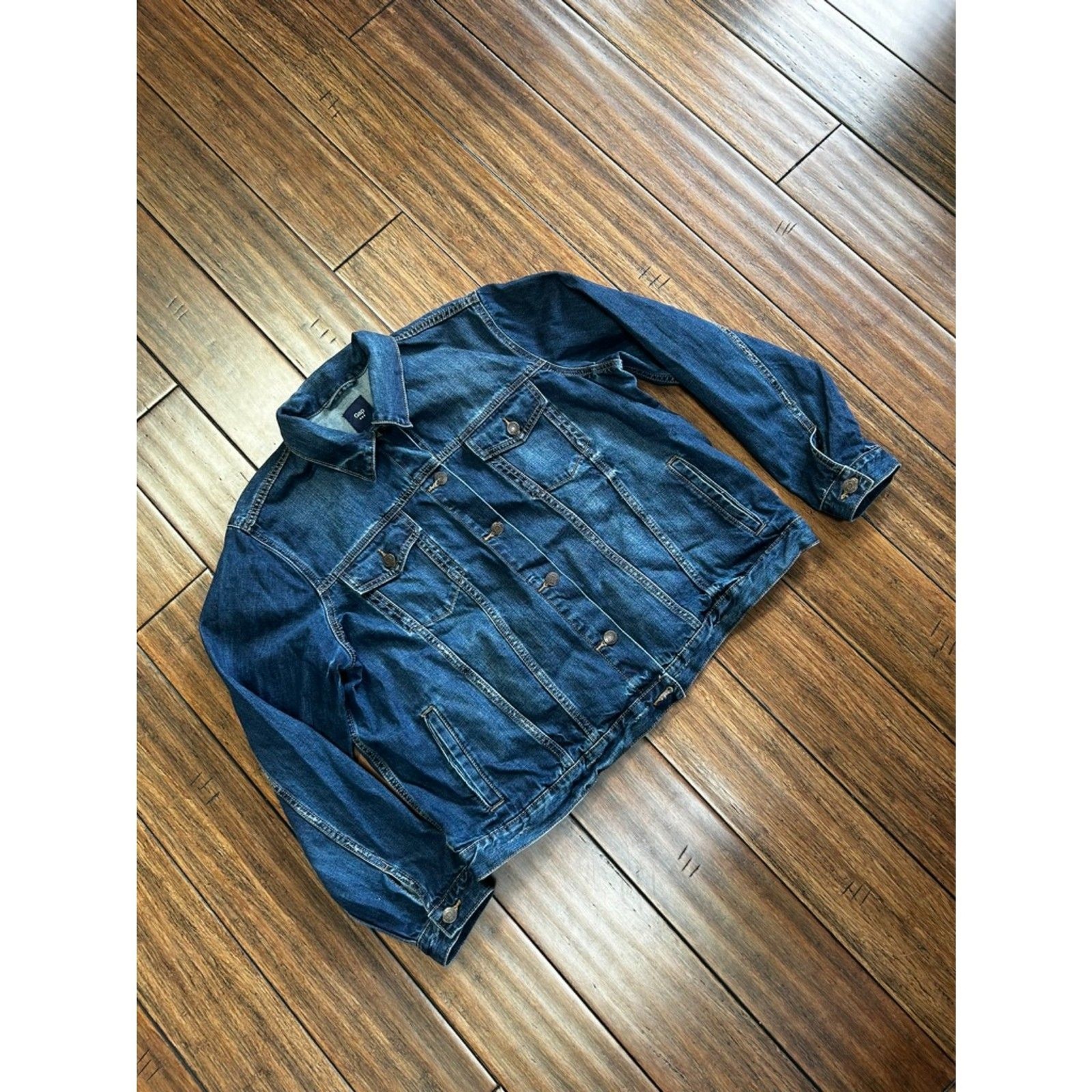 GAP Denim Jacket Large Dark Wash Trucker Jean Jacket 100% Cotton XXL