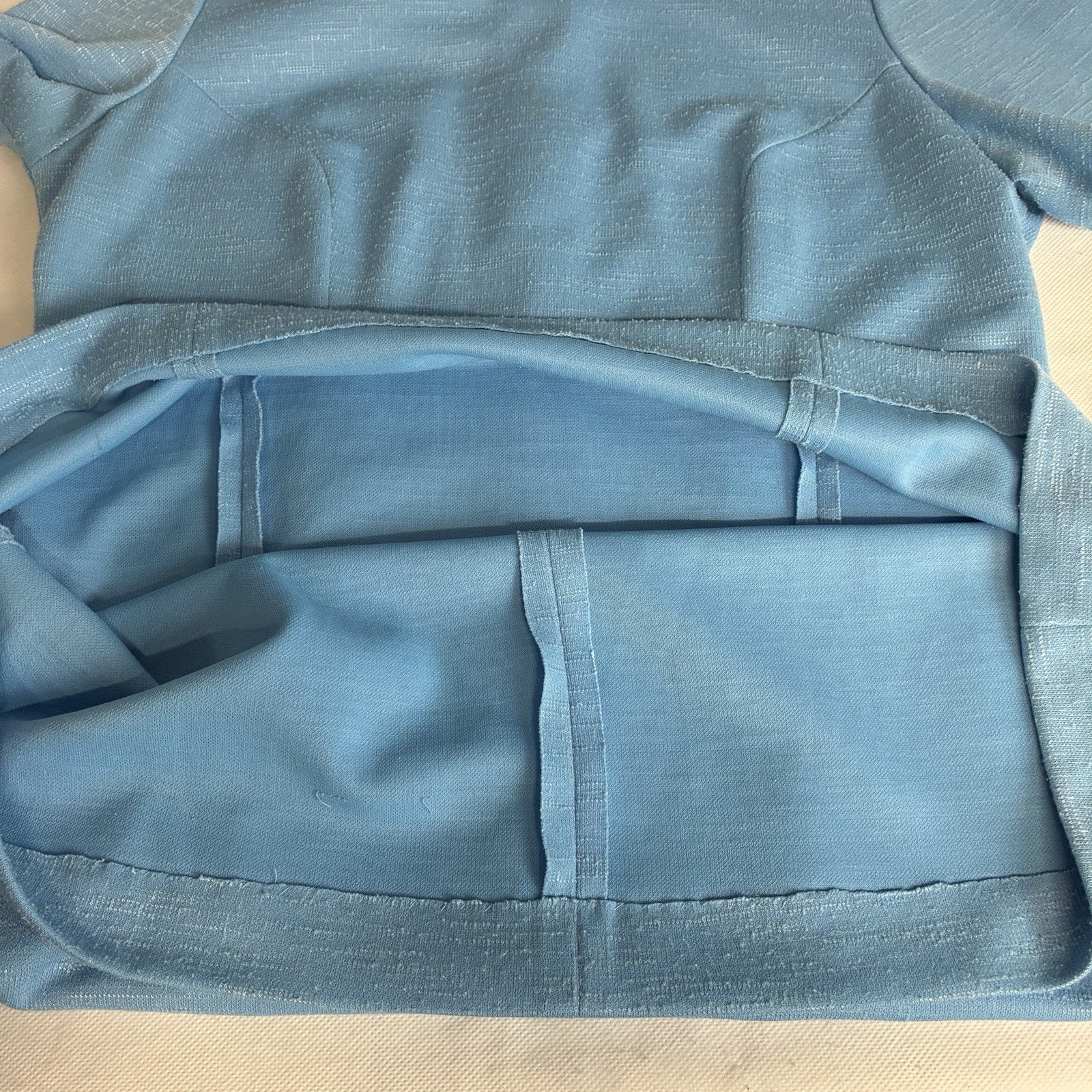 Vintage 60s Mynette Dress Womens Sz Large Blue Textured Mod Shift Stained