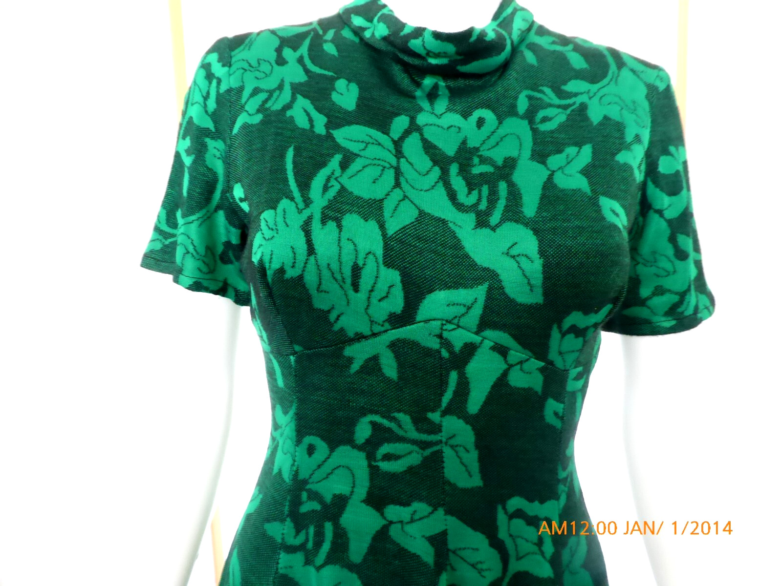 VINTAGE PRINCESS SEAM FLARED FITTED DRESS WITH MANDARIN COLLAR