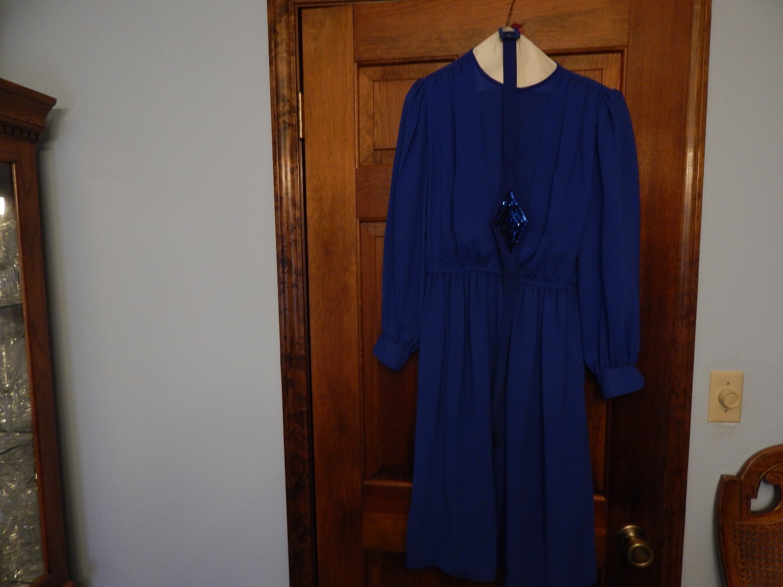 Vintage 1988 ACT I Petites New York Royal Blue Chiffon Dress, Size 8