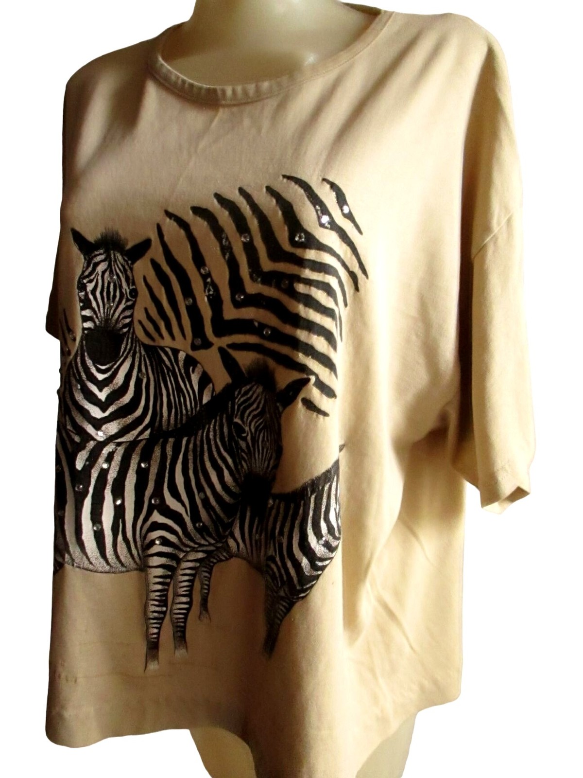 True Vintage T-shirt Large Single Stitch Zebras Bejewelled 1990’s BIG PRINT L
