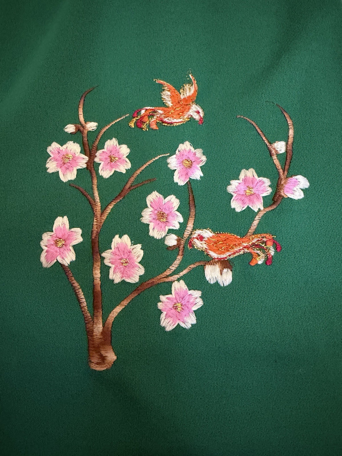2 Vintage Handmade Embroidered Maxi Skirts Asian Bird & Cherry Blossom 24 Inches