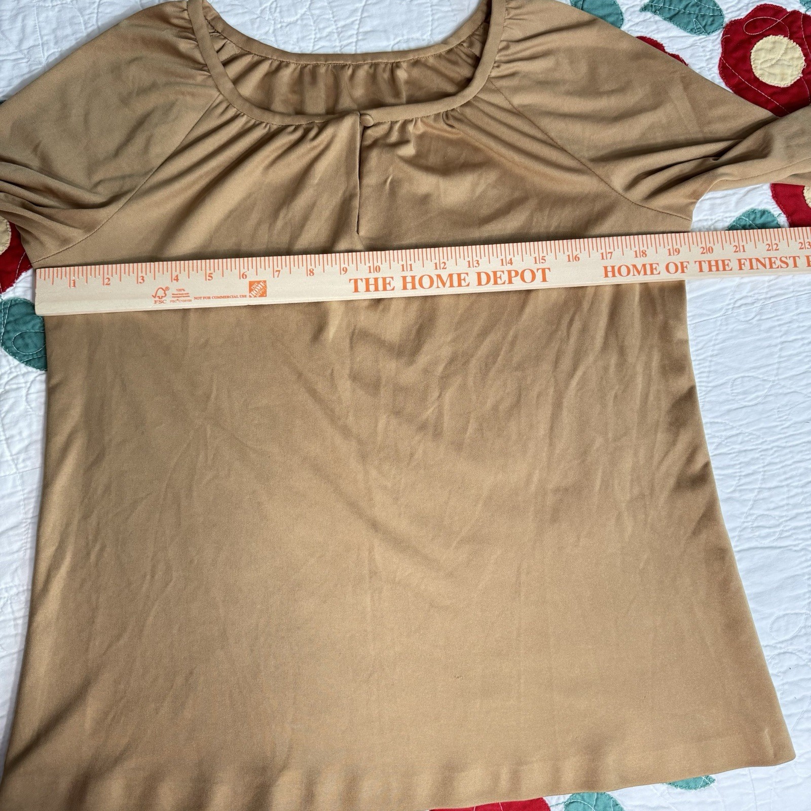Women’s Polyester Handmade Mustard Yellow Top Vintage 70s Medium Short Sleeve