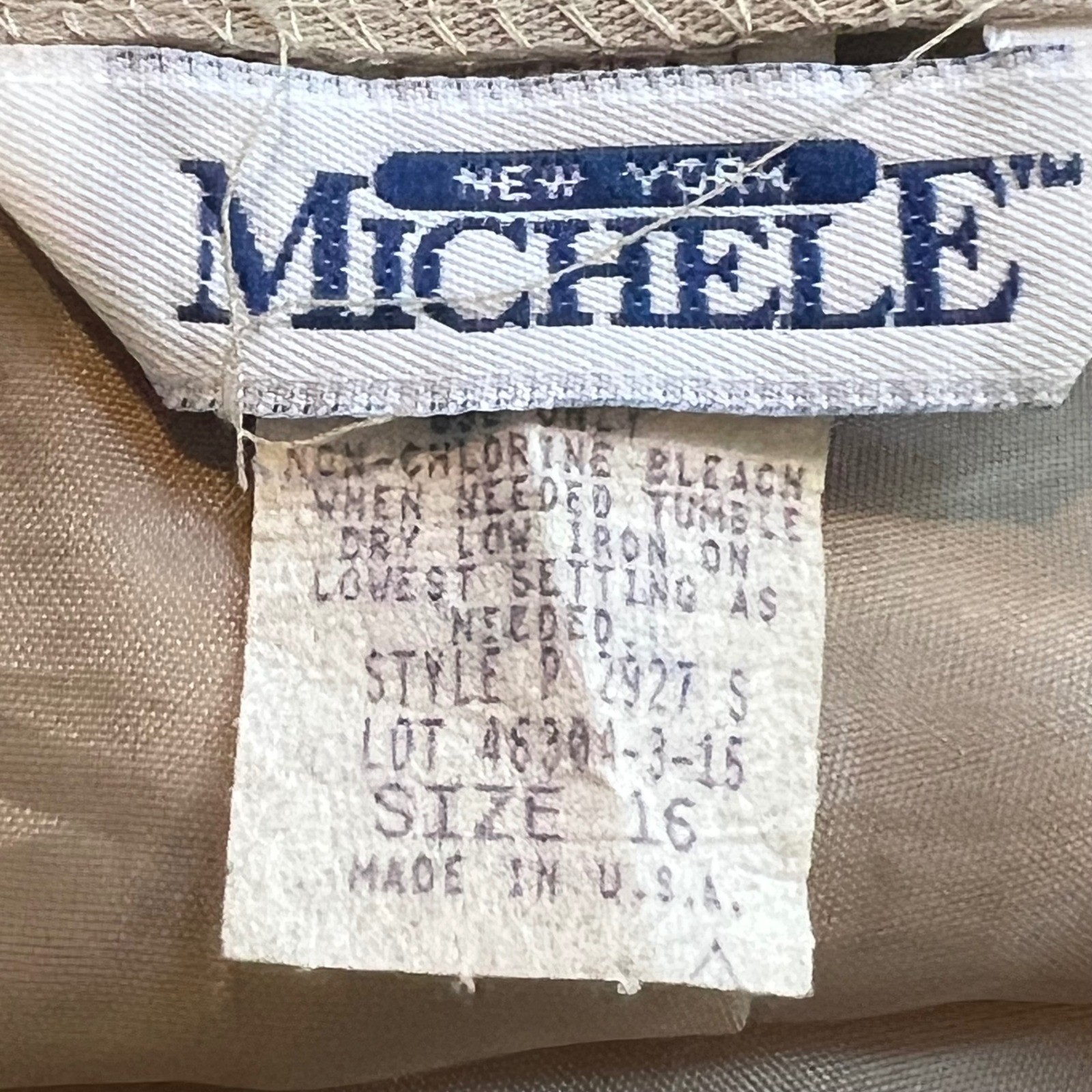 Michele New York Vintage Tan Beige Maxi Skirt Size 16 High Waist Back Slit USA