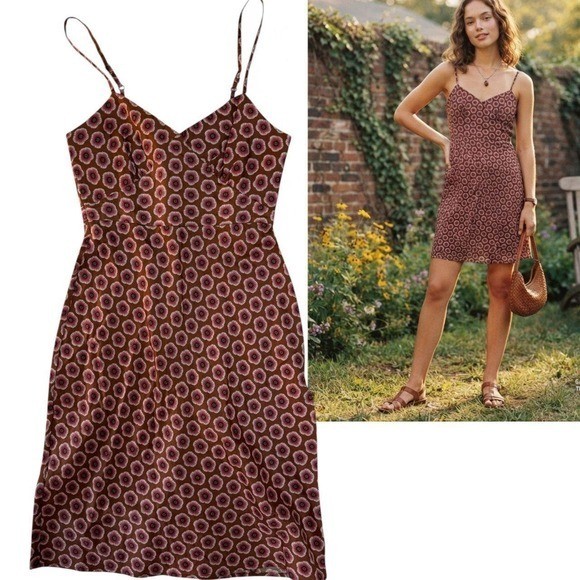 Vintage 2002 Gap geometric medallion print slip dress 0 XSMALL EUC