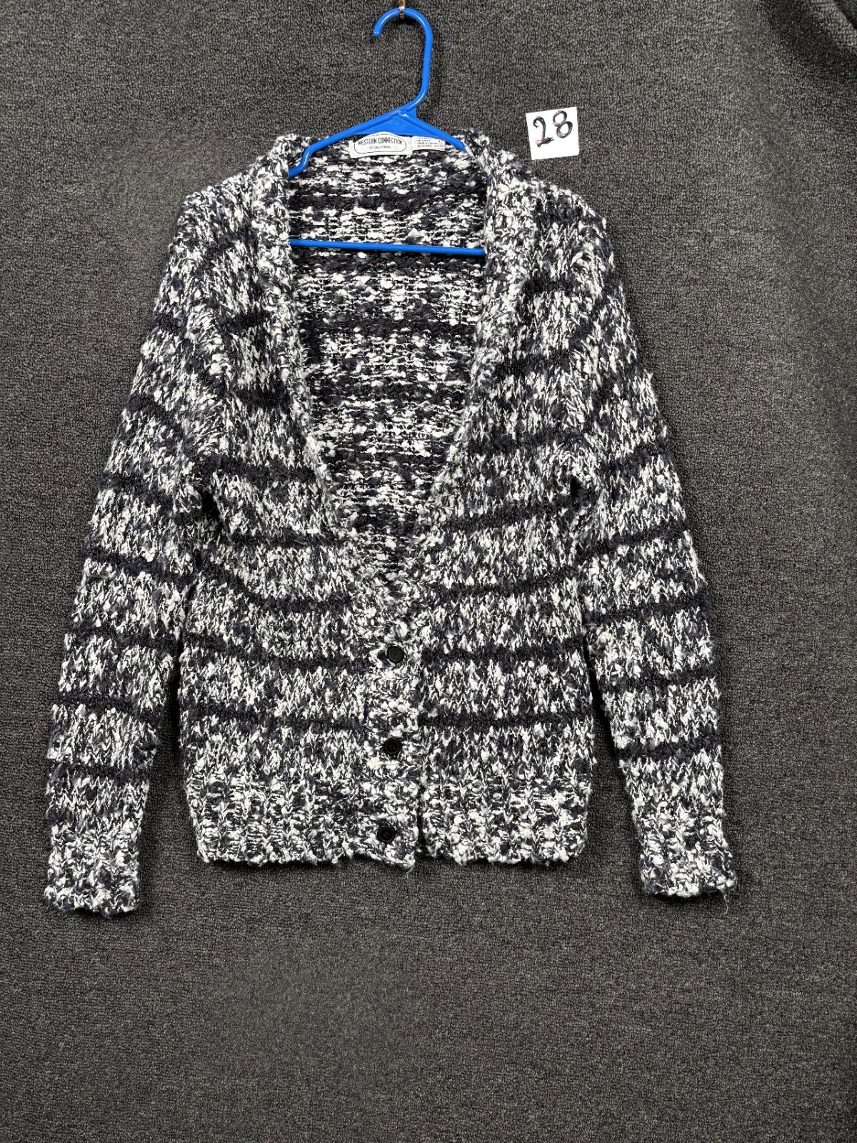 VTG Western Connection of California Cardigan Sweater Womens M Black White 90’s