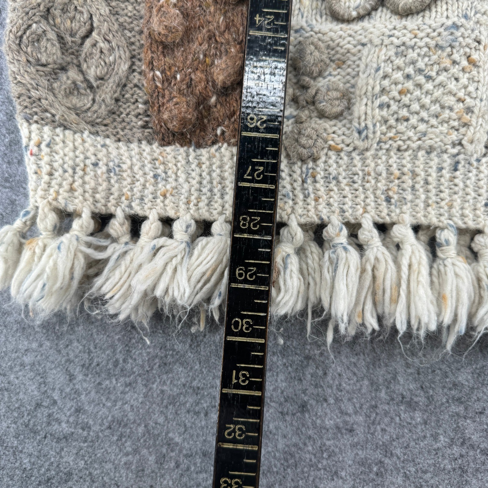 Express Tricot Vintage Handknitted Patchwork Sweater Angora Wool Fringe Womens S