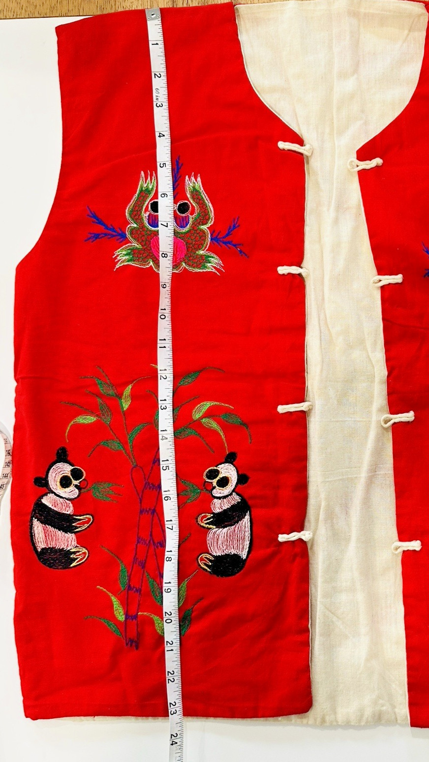 Vintage Embroidered Asian Vest Dragon Panda Frog Chinese Beautiful