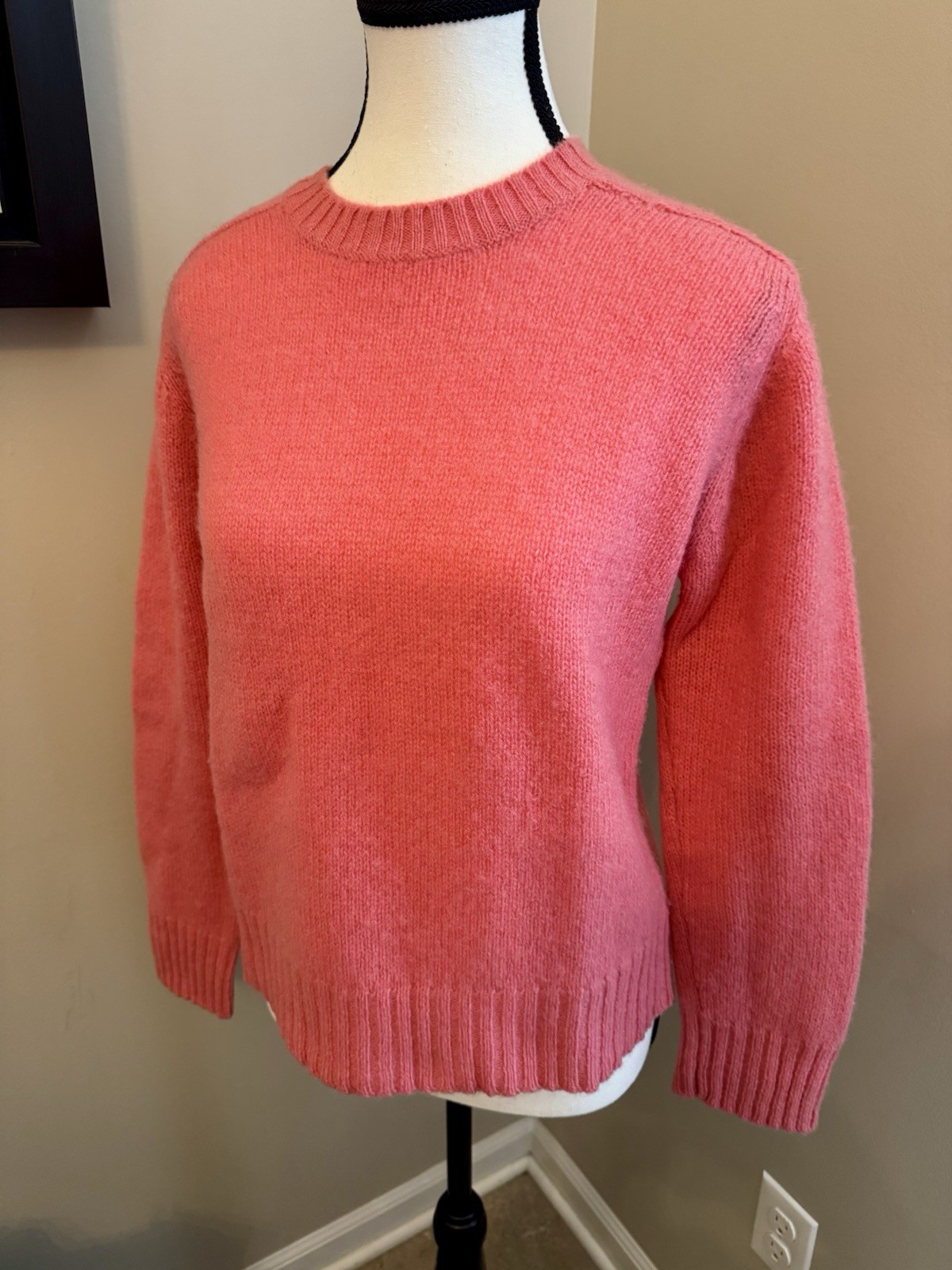 Vintage Hudson’s 100% Wool Sweater Pink Shetland Style Crewneck Hong Kong L