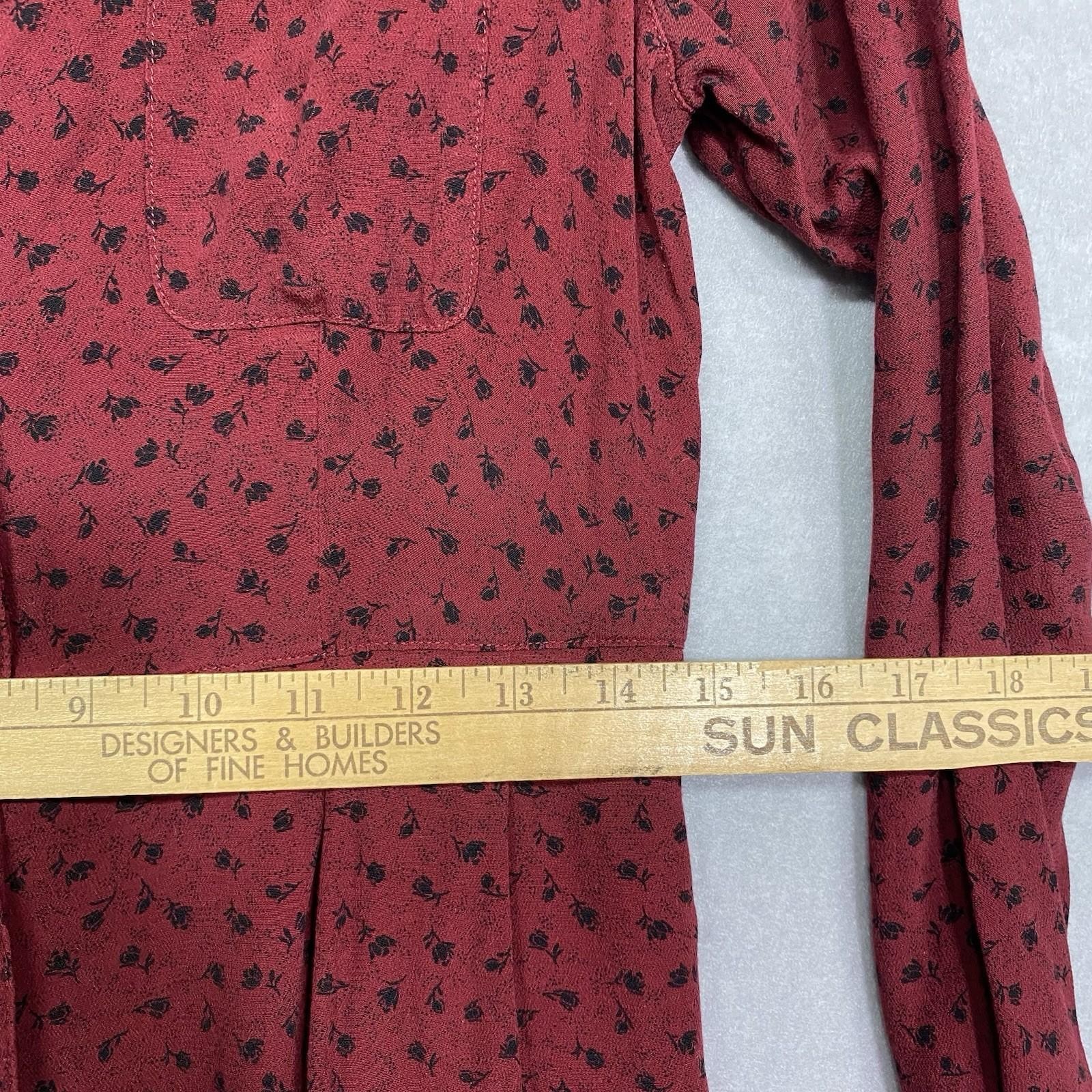VTG Eddie Bauer Dress Women’s S Boho Basic Classic Rayon Deep Red 90s Y2K Dark