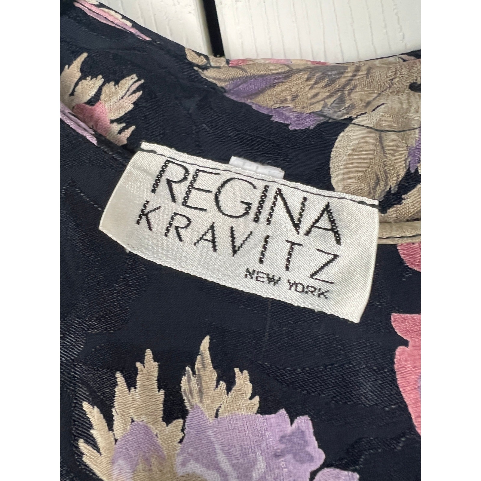 Vintage 80s Regina Kravitz Floral Peplum Midi Dress Open Back Romantic M 8/10