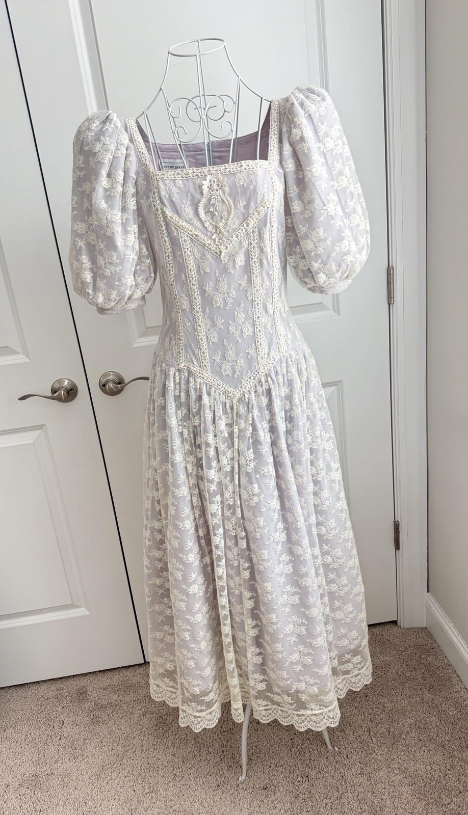 Vintage Scott McClintock Dress Lavender Size 8 Cottagecore Floral 80s PLace USA
