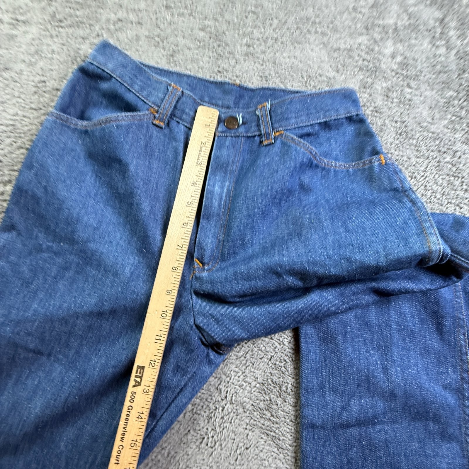 Vintage 70s Sears Womens 12 Bootcut Jeans Indigo Blue Denim Talon Zipper