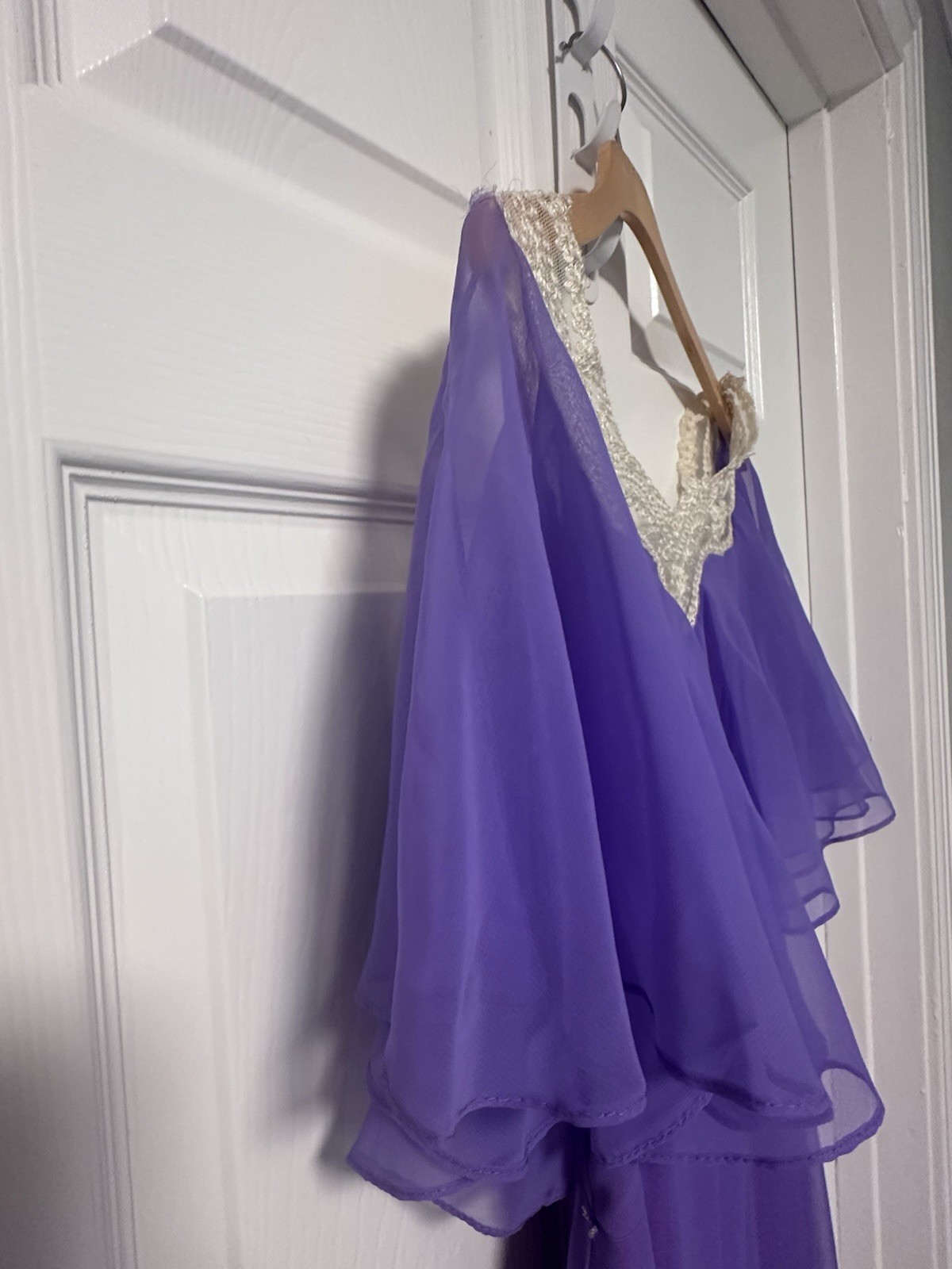 Vintage 1970s 1980s Women’s Lilac Purple Long Formal Dress Gown Size S A Line