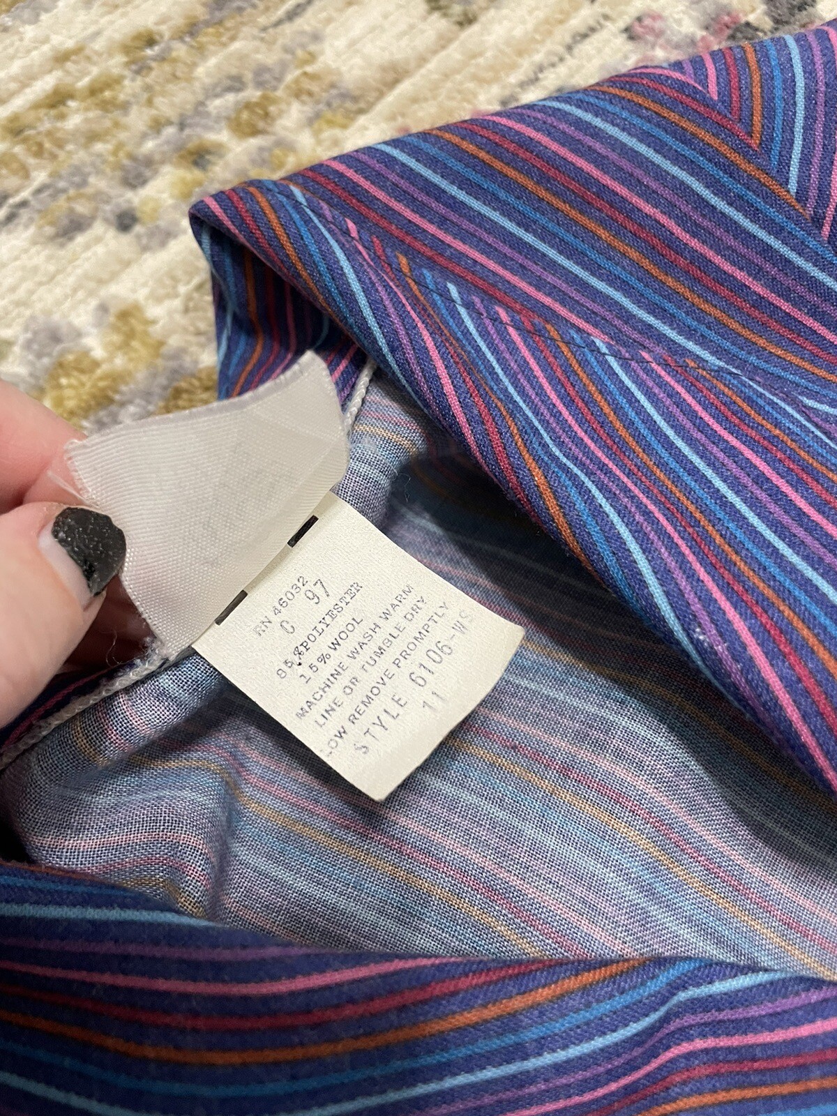 Vintage Secretary Dress Purple Multicolor Strips Size 11/12