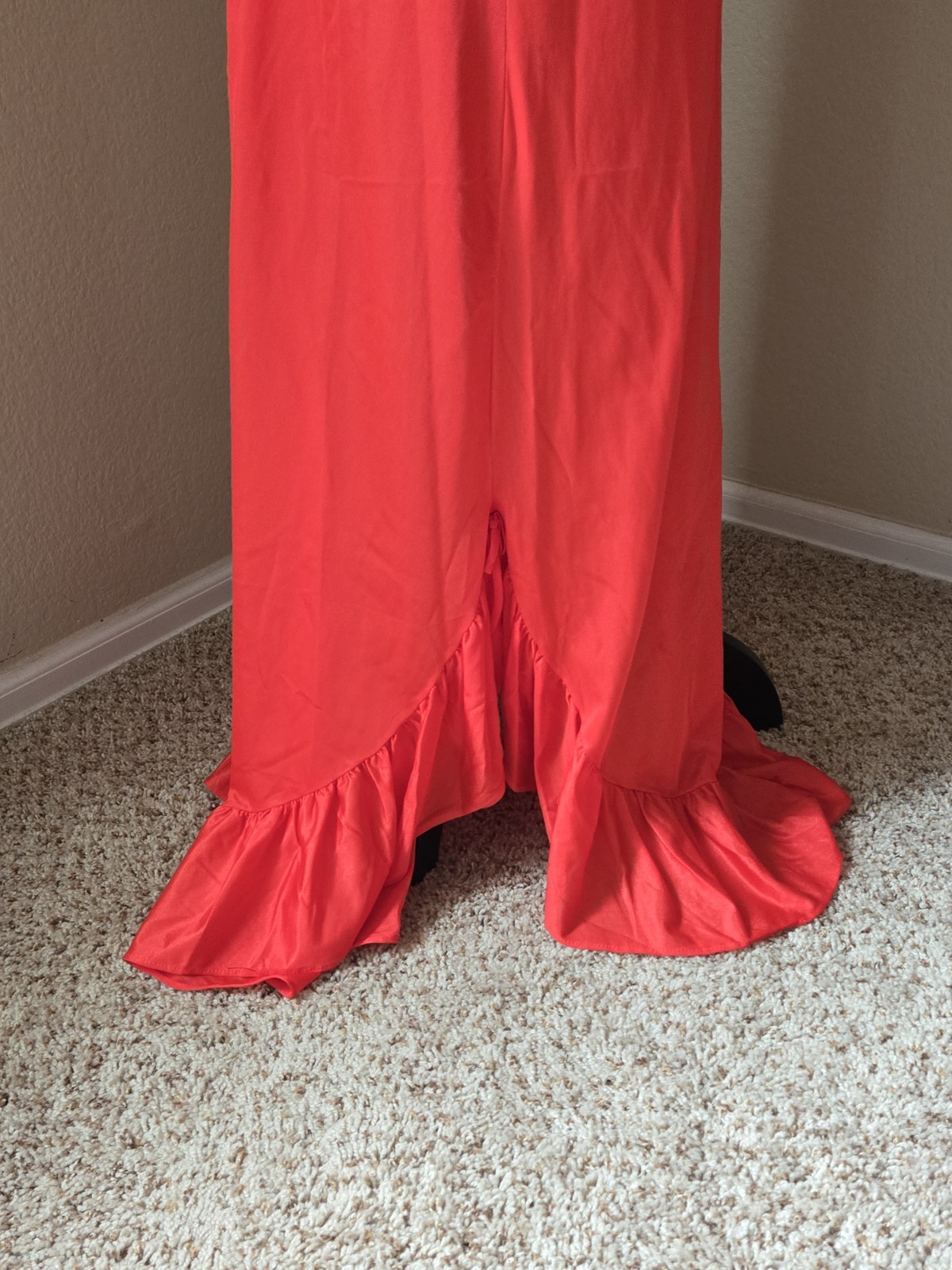 Vintage Full Length Ruffle Nylon Lace Nightgown Negligee M Glamour 60s Hollywood