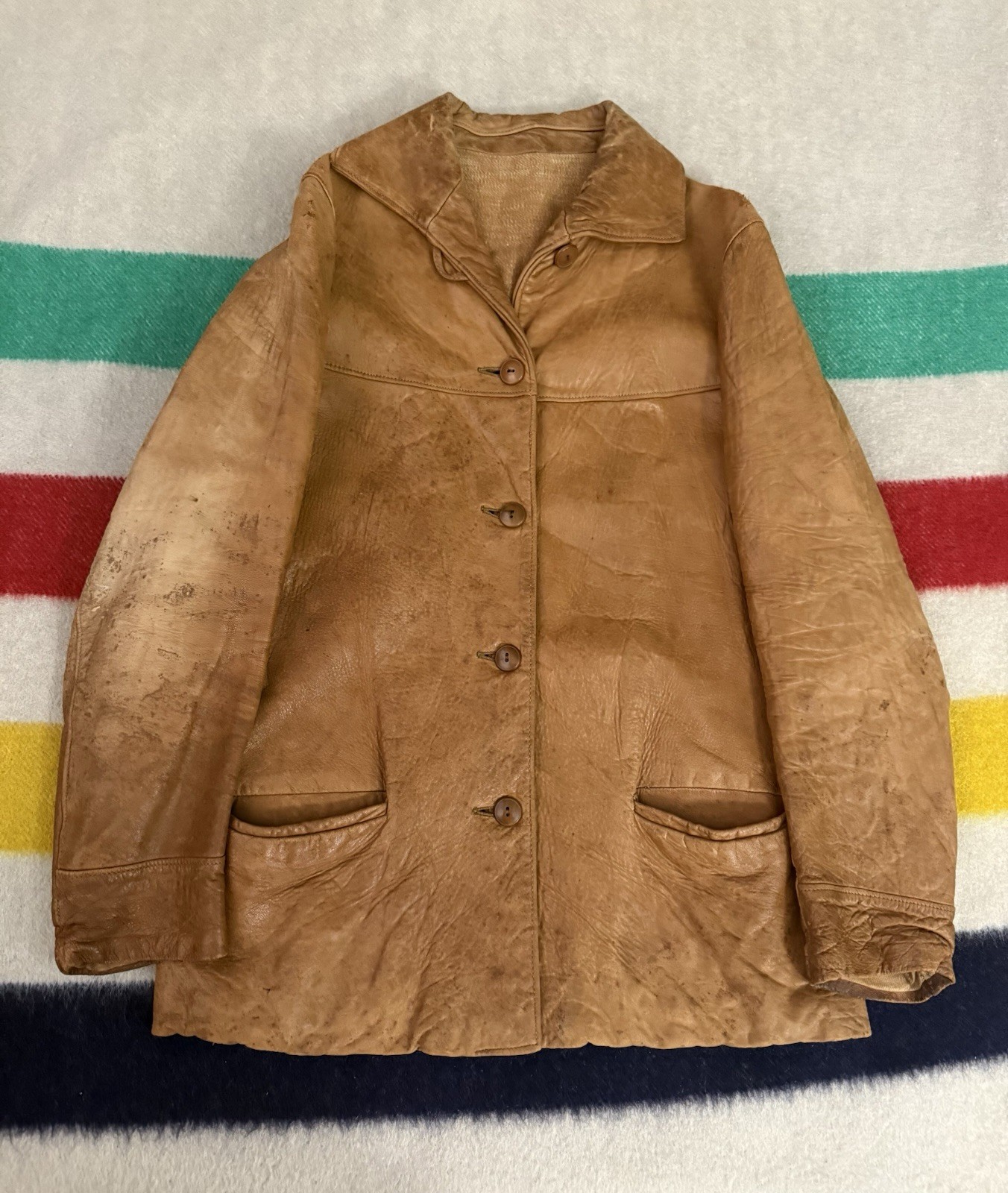 Vintage 30s 1930s Leather Jacket Women’s Patina Distressed Homemade? Unbranded