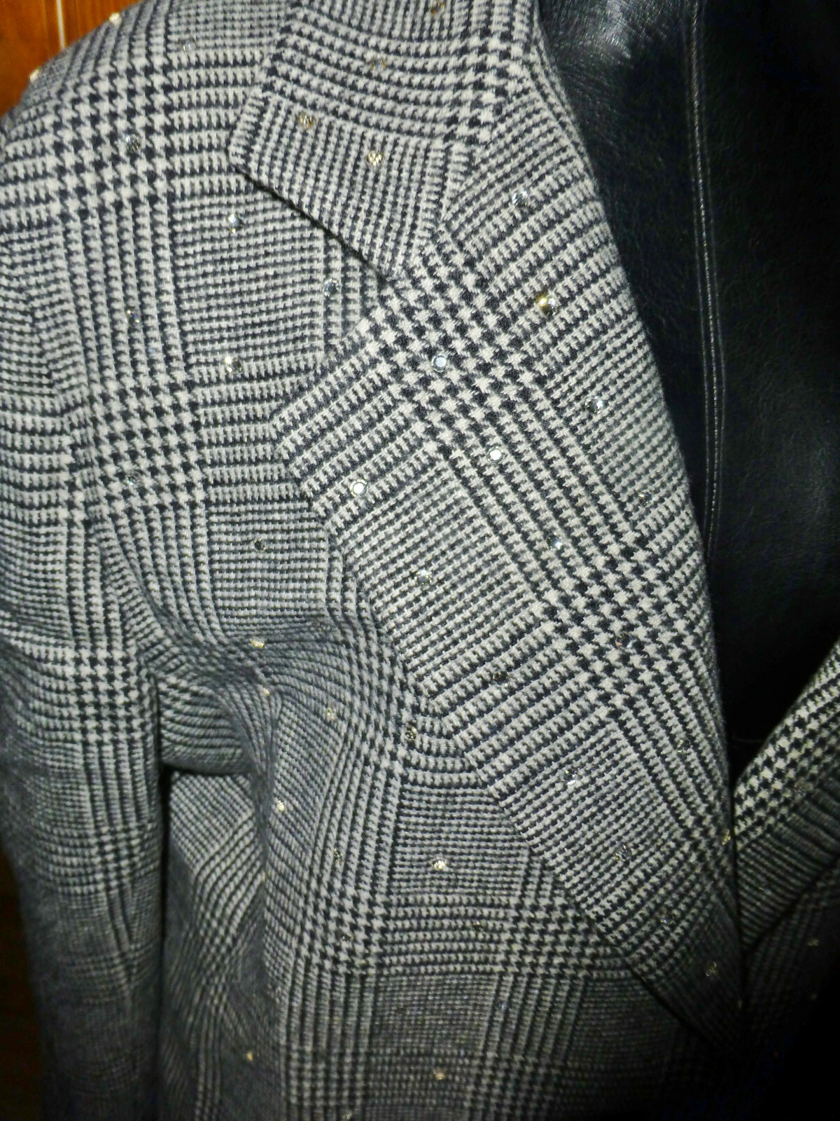 Vtg 80s CRYSTALS Rhinestones Embellished dress Evening Party Blazer Jacket L XL