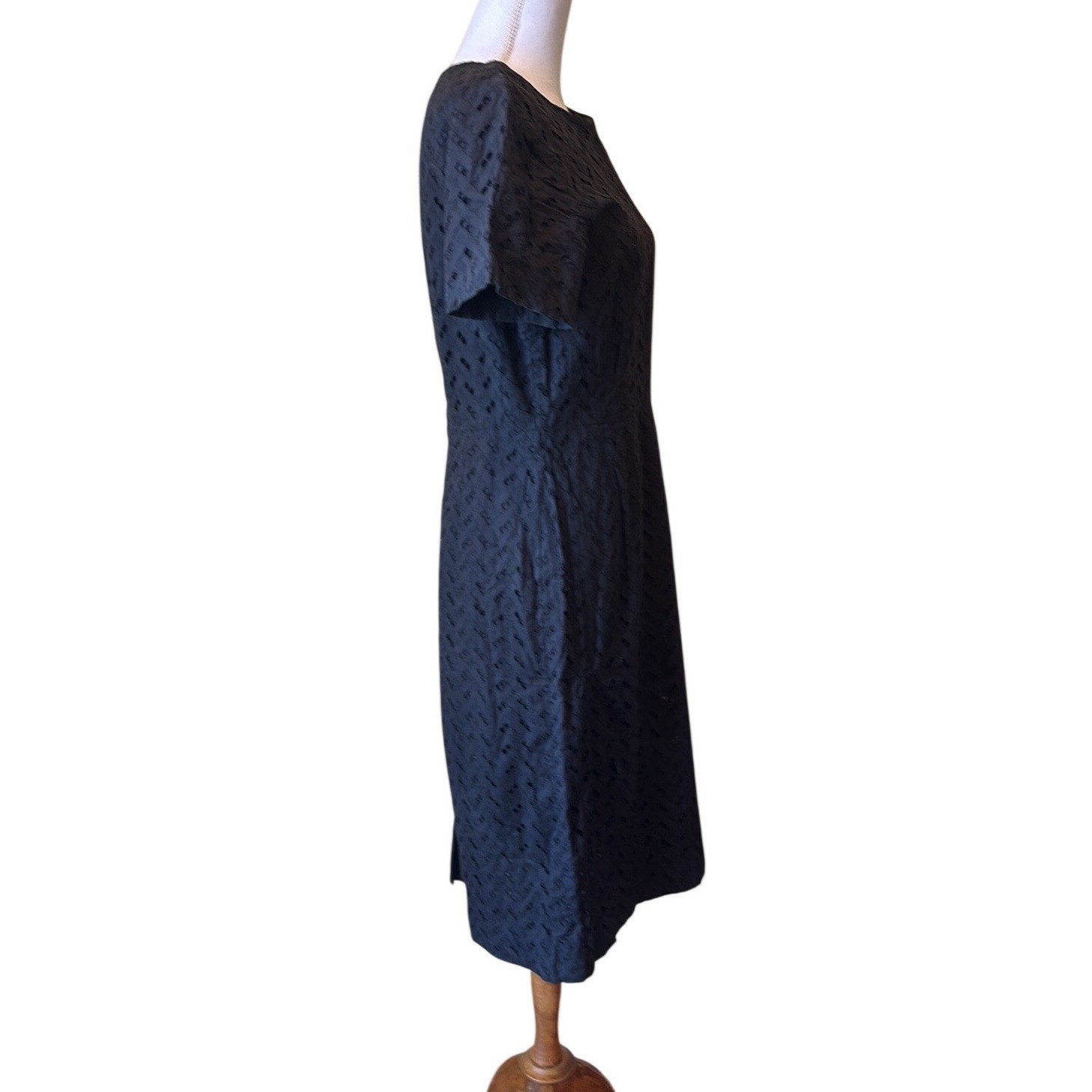 Vintage Key Casuals Atlanta Black Eyelet Midi Dress, medium, classic, feminine