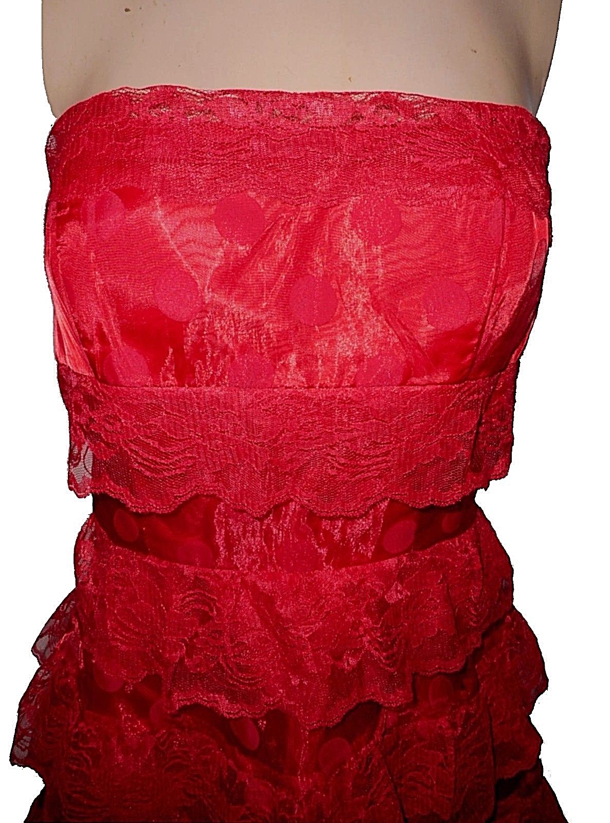 Dress Steppin Out, Evening Corset Lace Boning Crisp-Mesh-lining Scarlet Mint 7/8