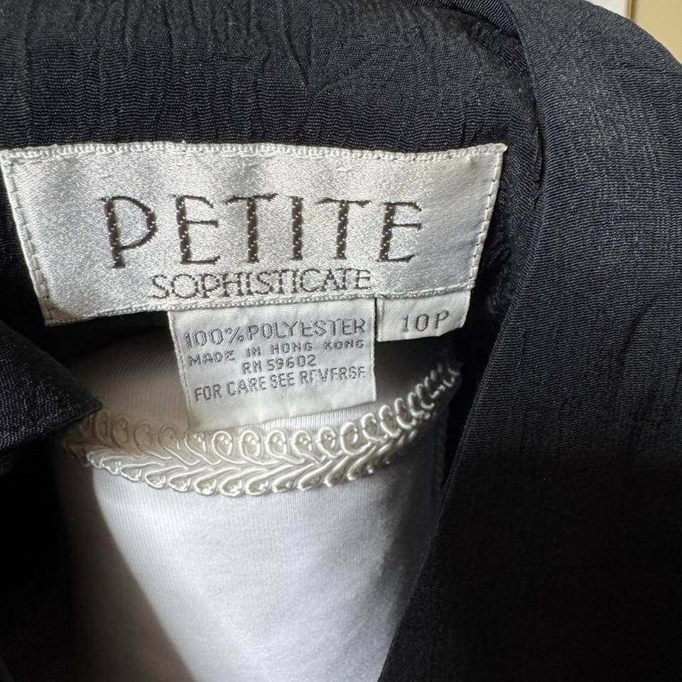 Petite Sophisticate Vintage Black Button Front Midi Dress Textured Crepe 10P