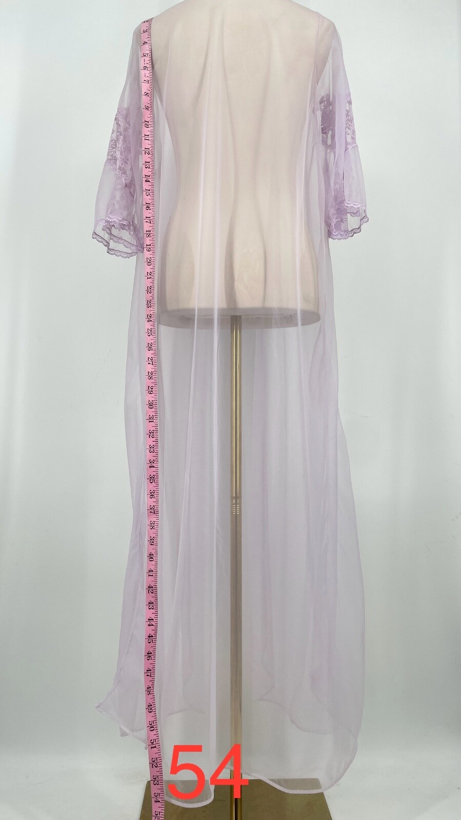 VTG size S/M Lace/Chiffon Long Nightgown robe open front 100% Nylon lilac 1960s