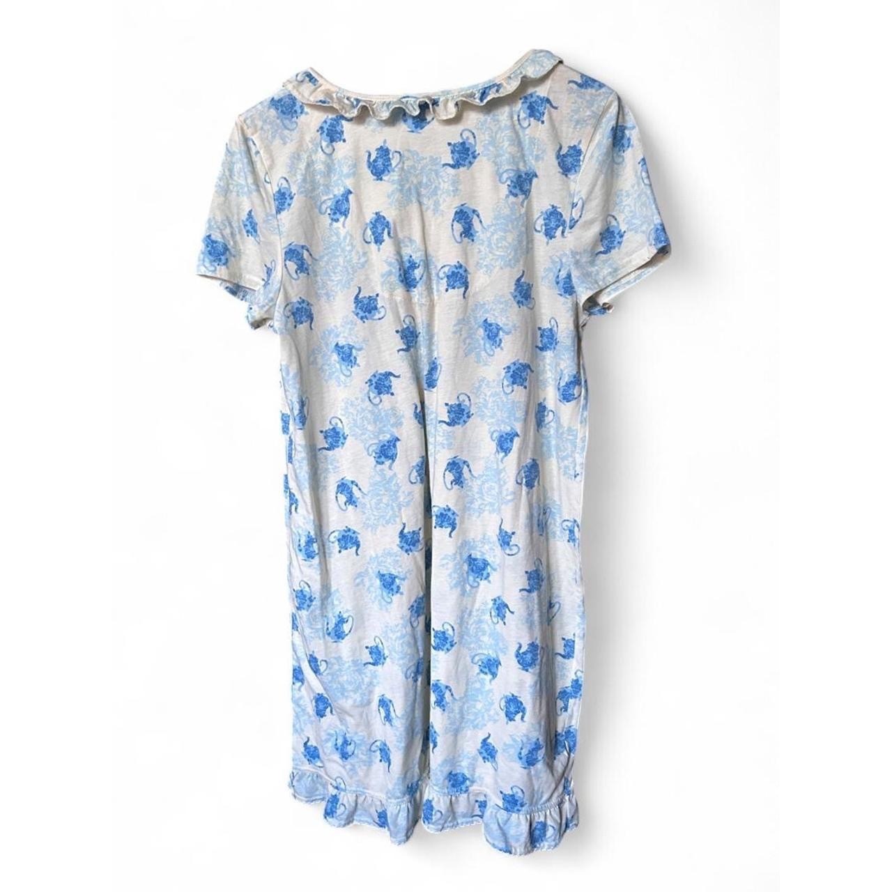 Cottagecore Floral Toile-Style Romantic Soft Girl Teapot Coquette Sleep Dress XL