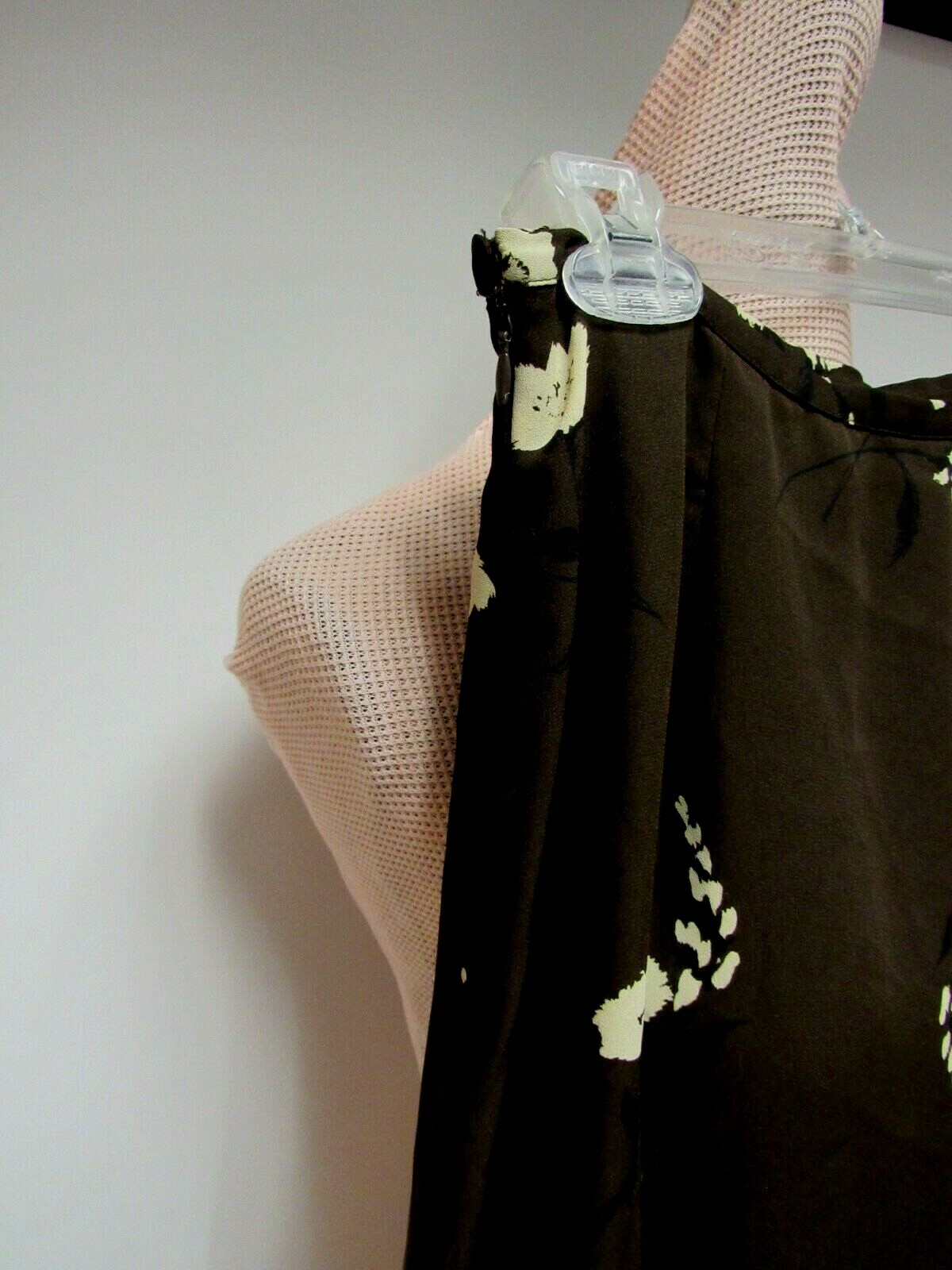 VTG CHAUS A Line Straight Skirt Floral Dark Chocolate Brown Black Beige 6 S M EU