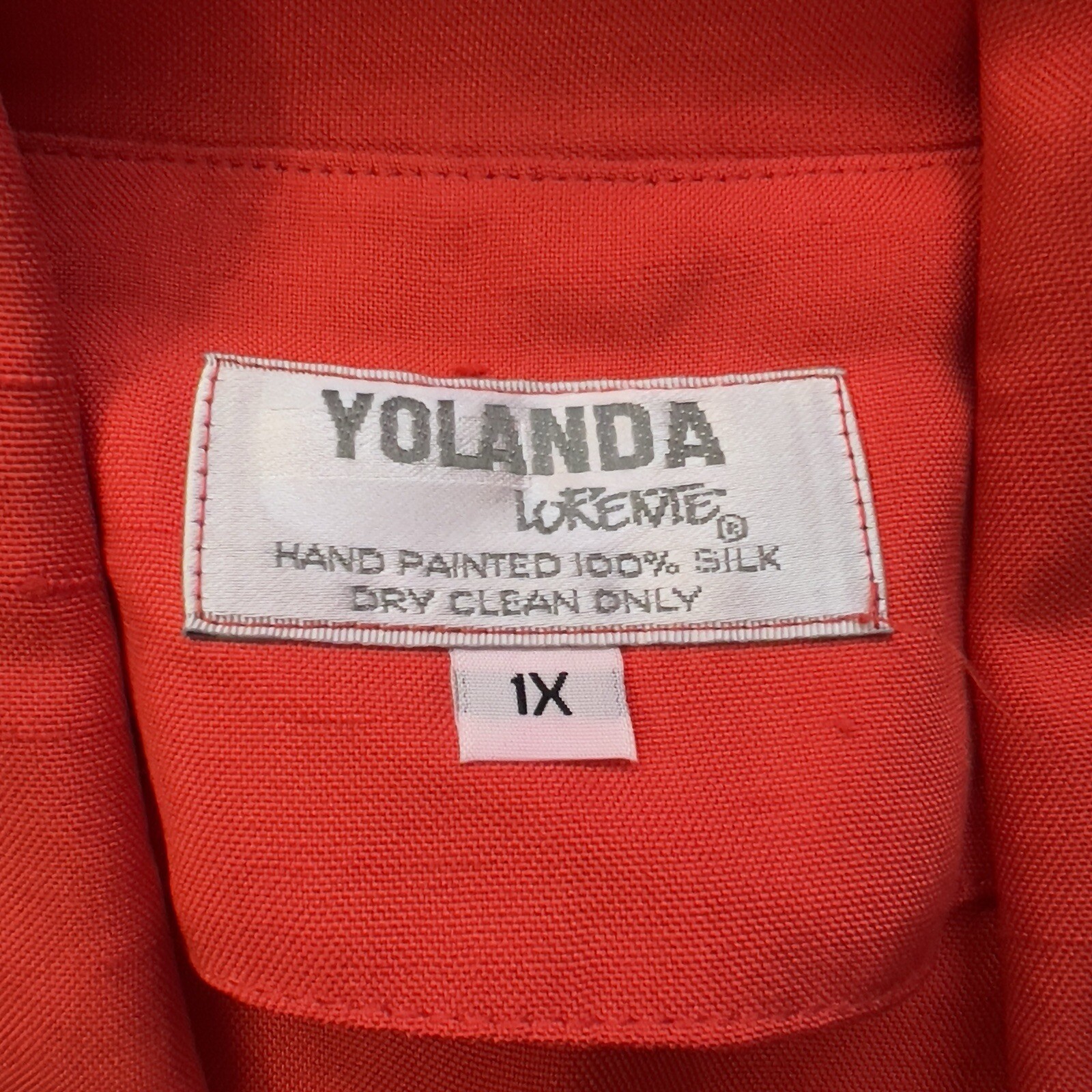 Vintage Yolanda Lorente Open Blazer Jacket 1X Floral Red Hand Painted 100% Silk