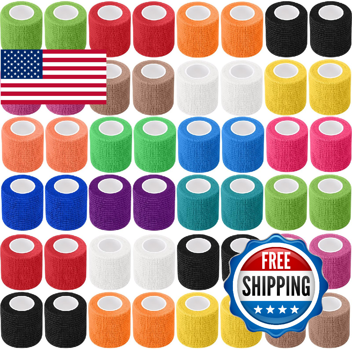 Treela 96 Pack Self Adhesive Bandage Wrap 2 Inch X 5 Yard Self Adherent Cohesive