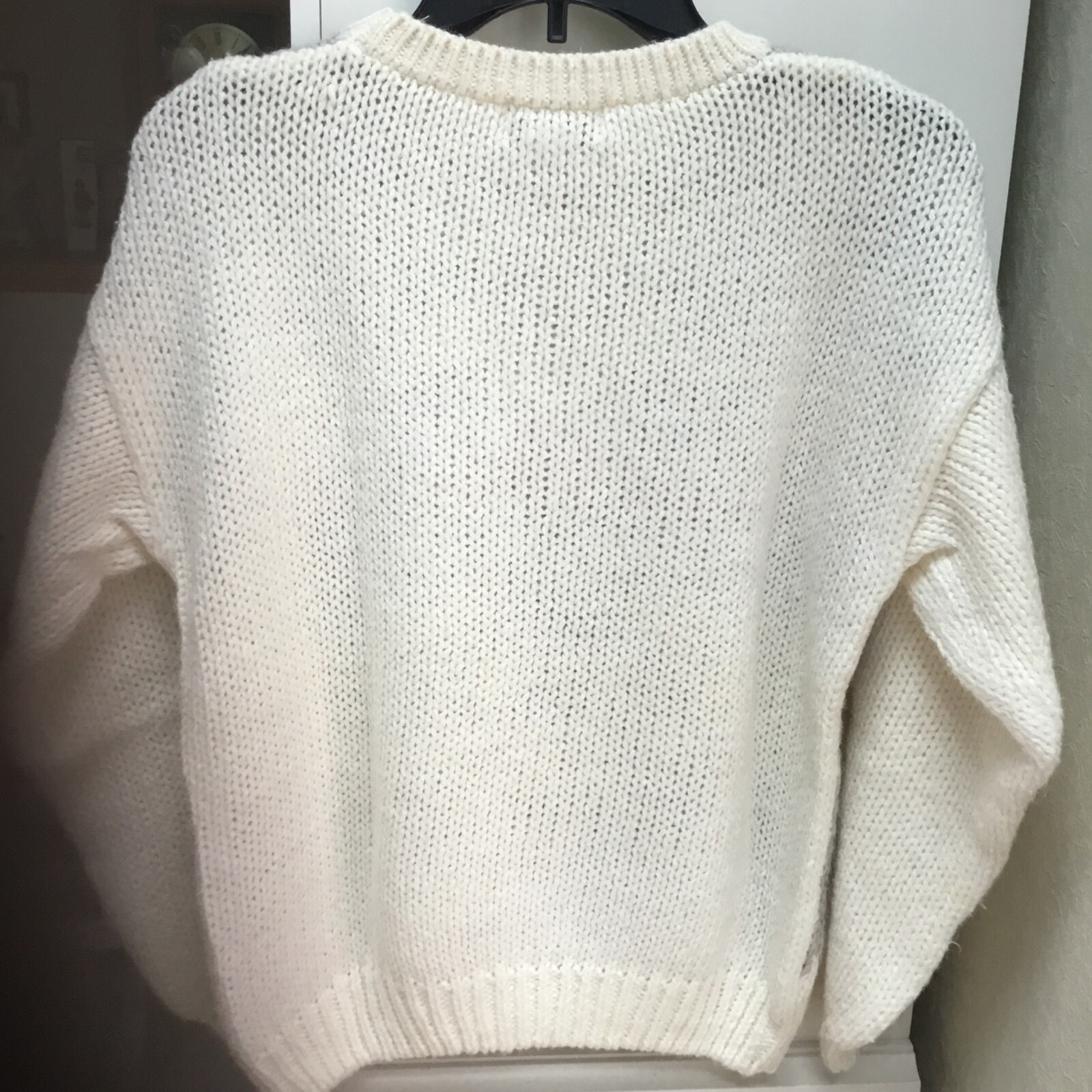 HAND LOOMED CREAM & TAUPE SWEATER by CURRANTS – Size M – EUC