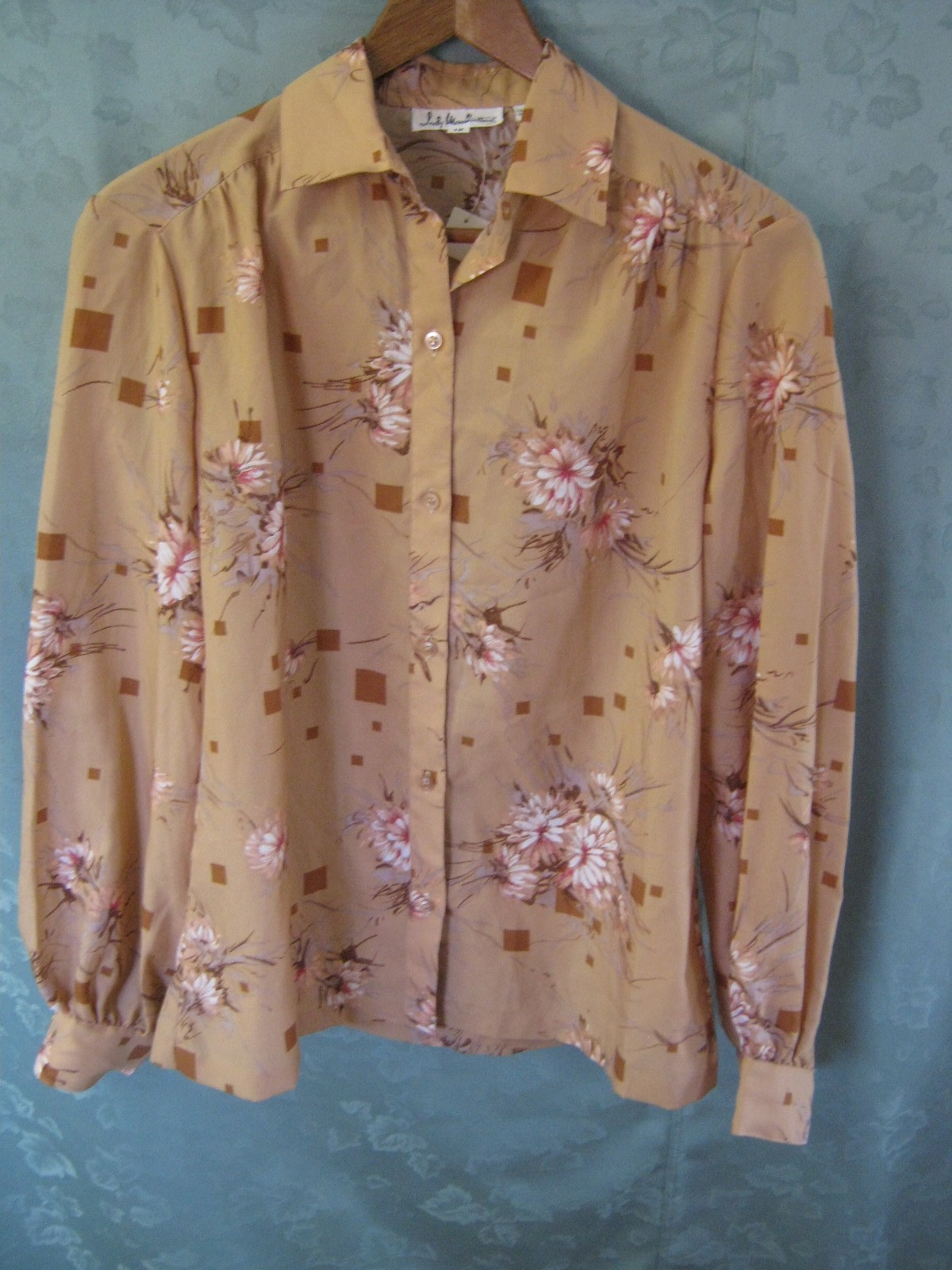 VTG Lady Manhattan Blouse Size 12 Floral Print Top NWT Polyester Shirt