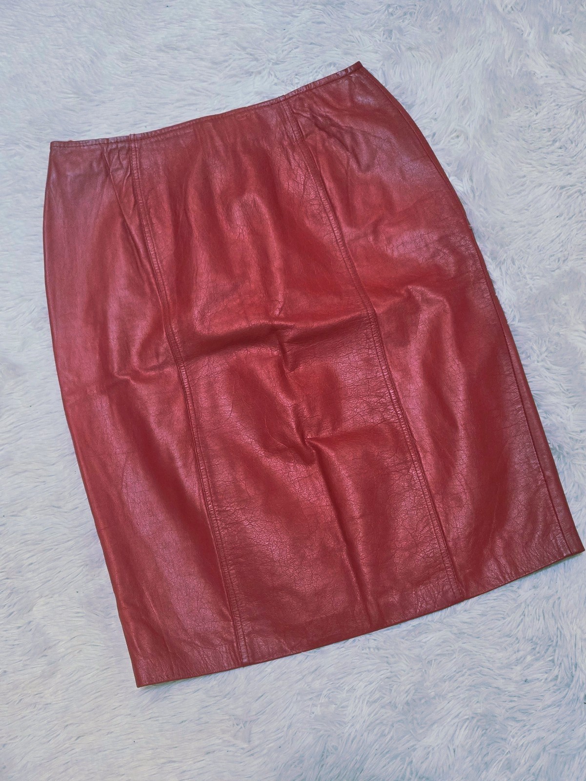 Vintage Leather City Genuine Leather Skirt – Red (1980s/1990s) Knee Length