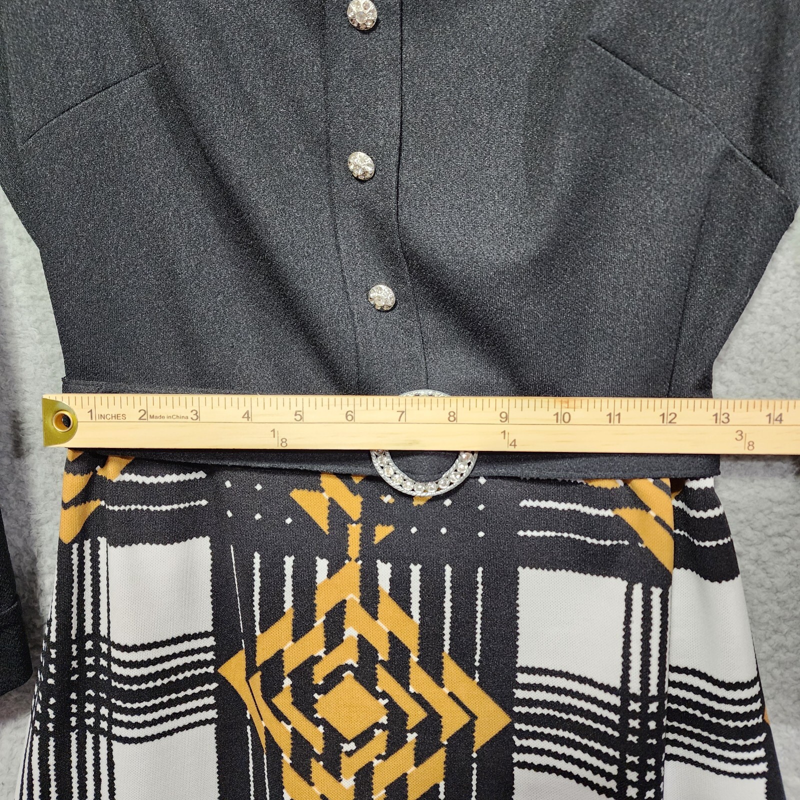 Vintage Puritan Forever Young Retro 70’s Maxi Dress Black Gold Zipper Size Small