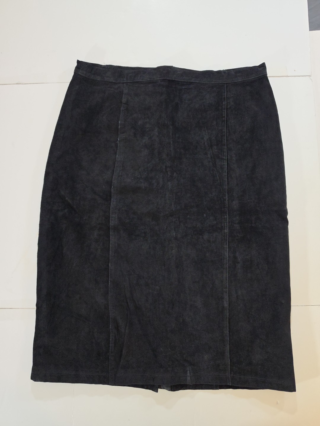 VTG Desperado Black Suede Leather Pencil Skirt Sz 26 Western Boho Cowgirl 80s 90